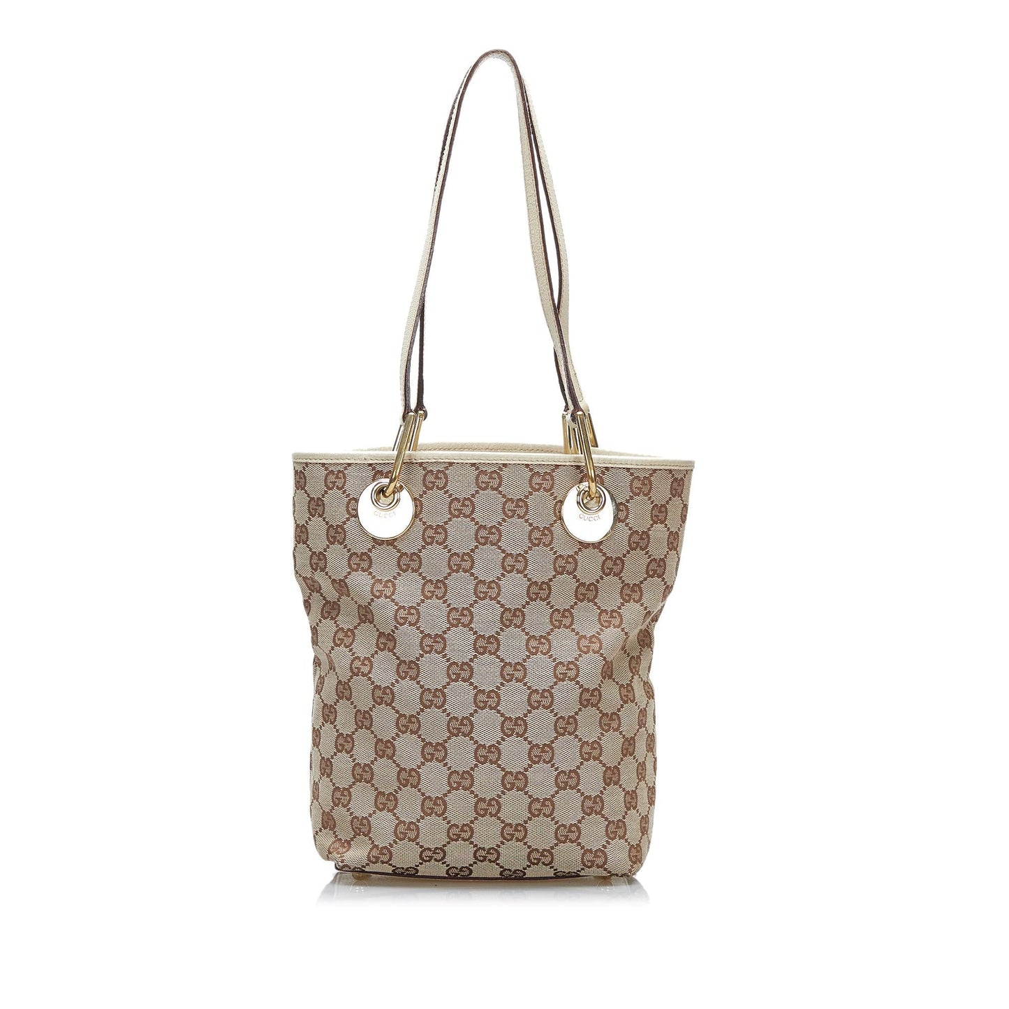 Gucci GG Eclipse SHG-oNIvZC Canvas Calf White Brown Tote Bag