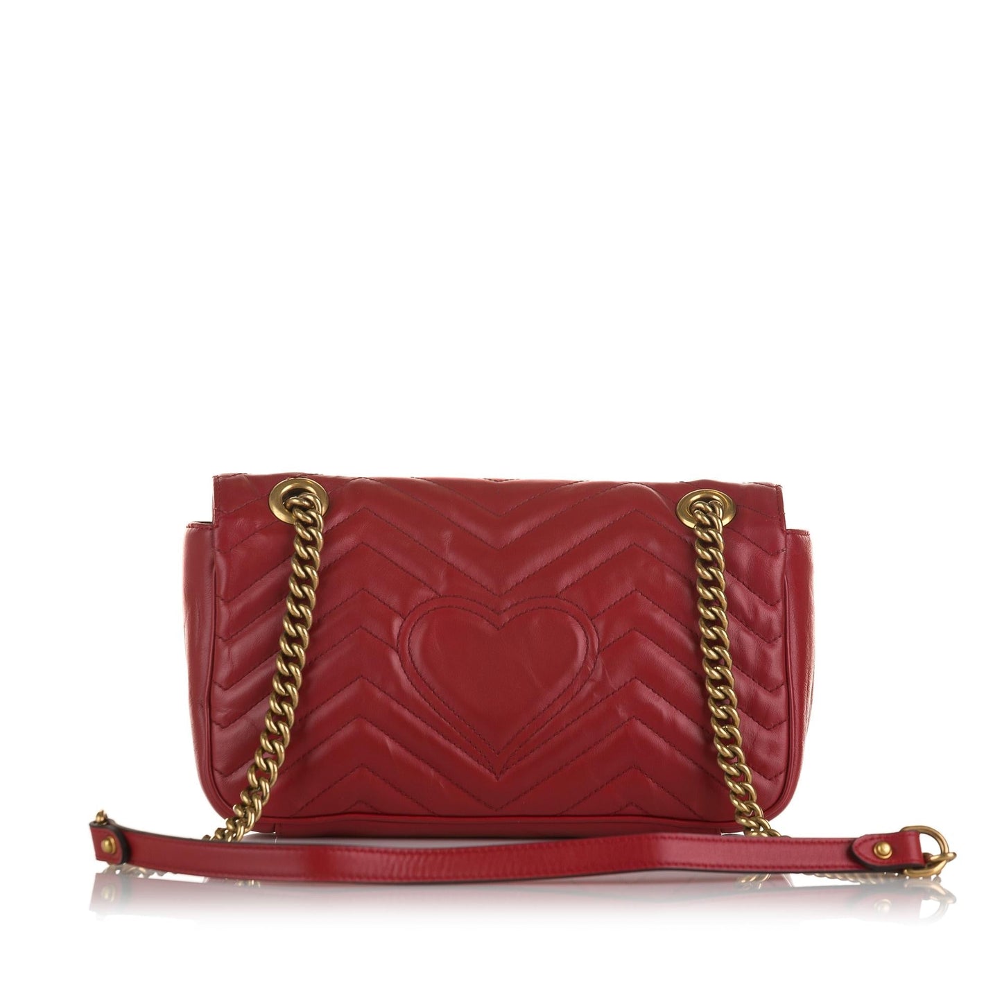 Gucci GG Marmont SHG-rxx8U8 Matelasse Calf Red Small Crossbody Bag