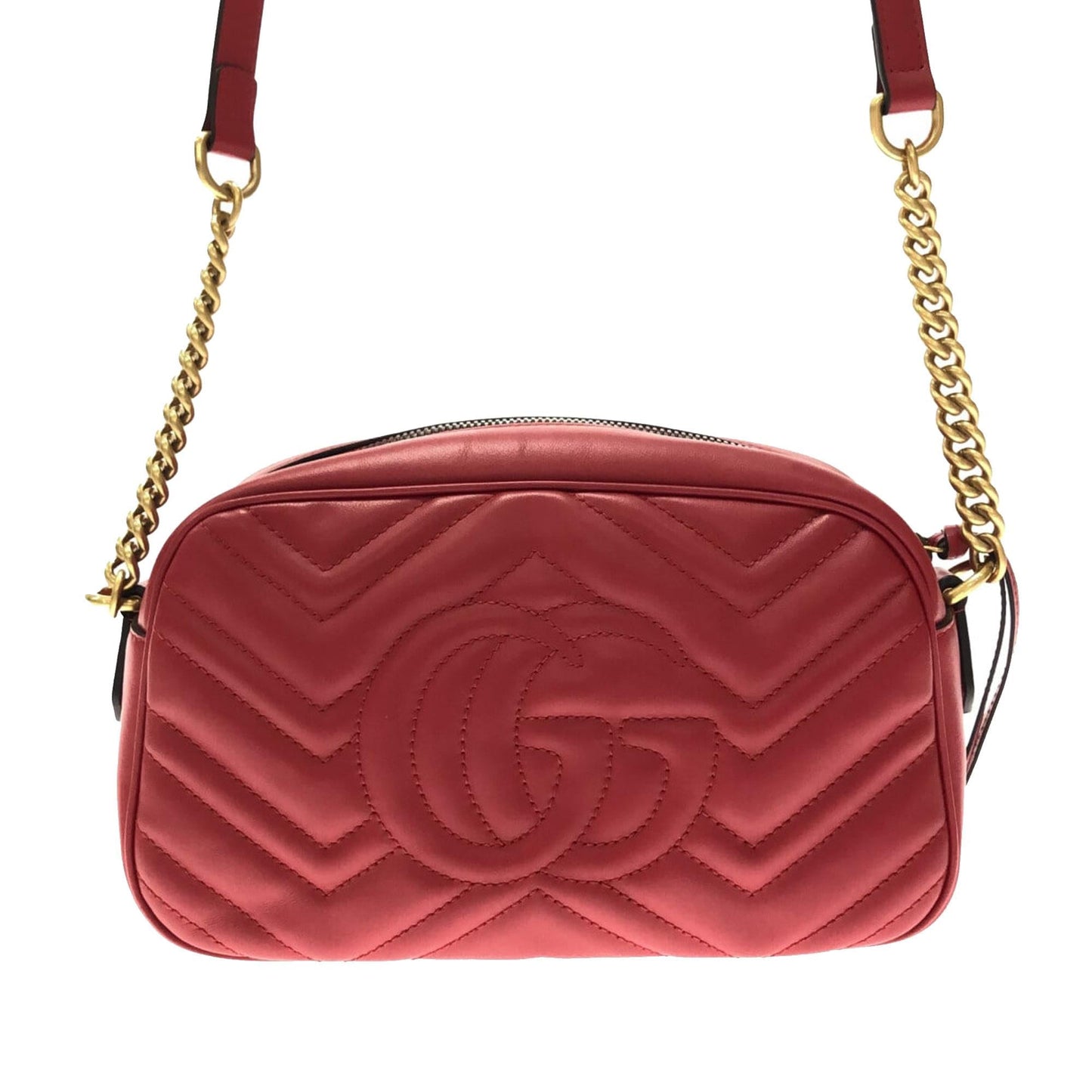Gucci GG Marmont SHG-NUxC1I Matelasse Calf Red Small Crossbody Bag