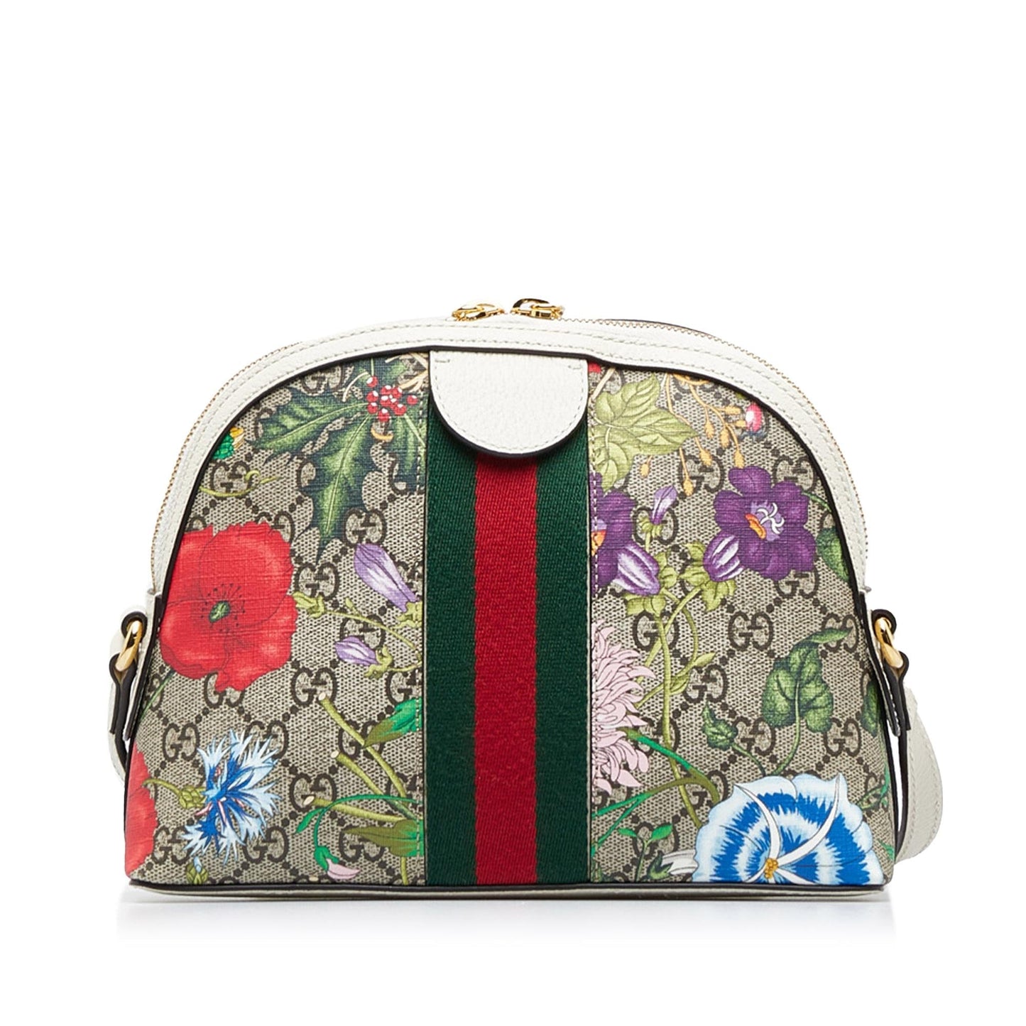 Gucci GG Supreme Flora Ophidia Dome Canvas Brown Small Crossbody Bag