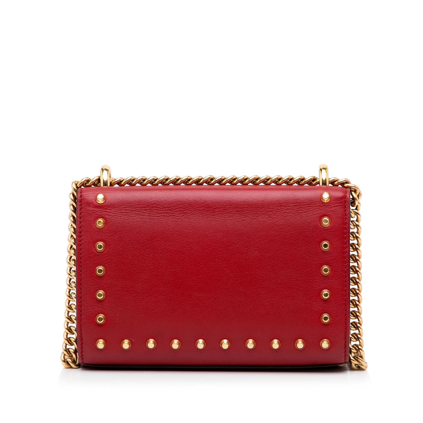 Gucci Pearl Studded Padlock SHG-1zn6yH Leather Calf Red Small Crossbody Bag