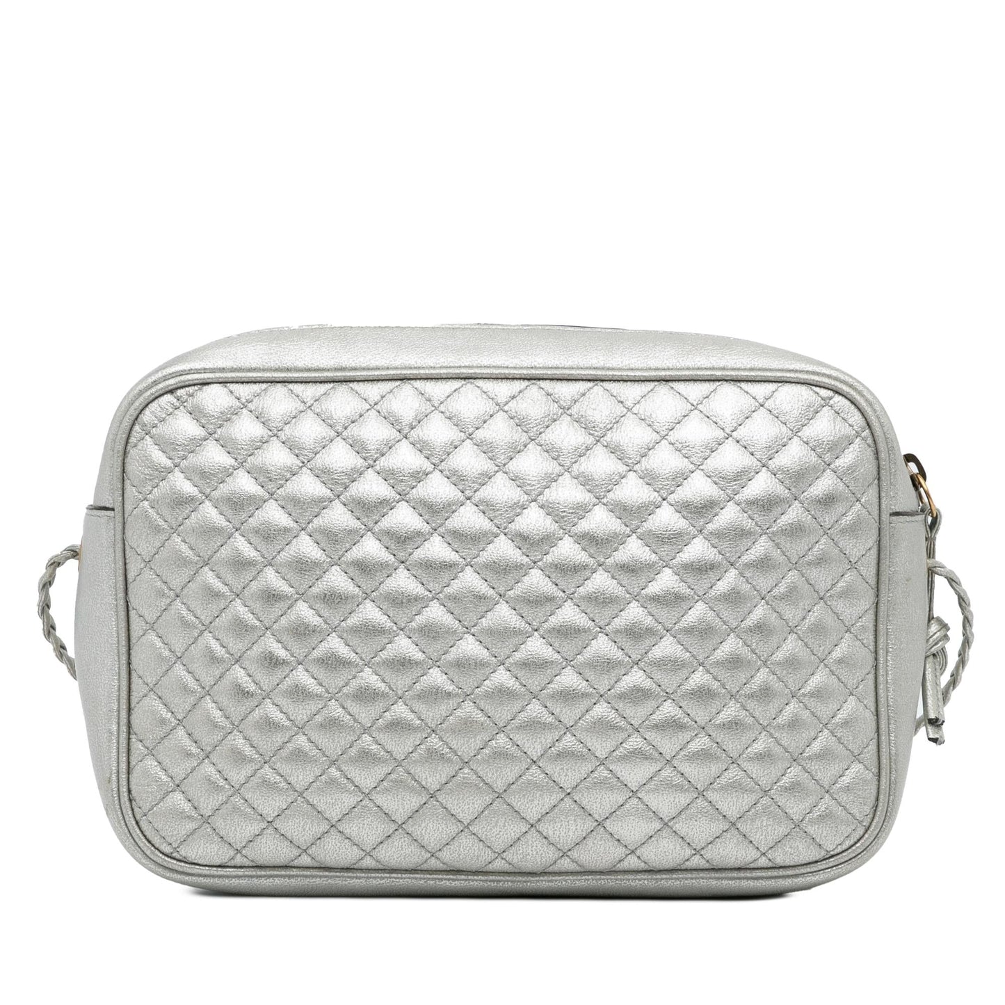 Gucci Web Trapuntata SHG-DXltON Leather Calf Silver Small Crossbody Bag
