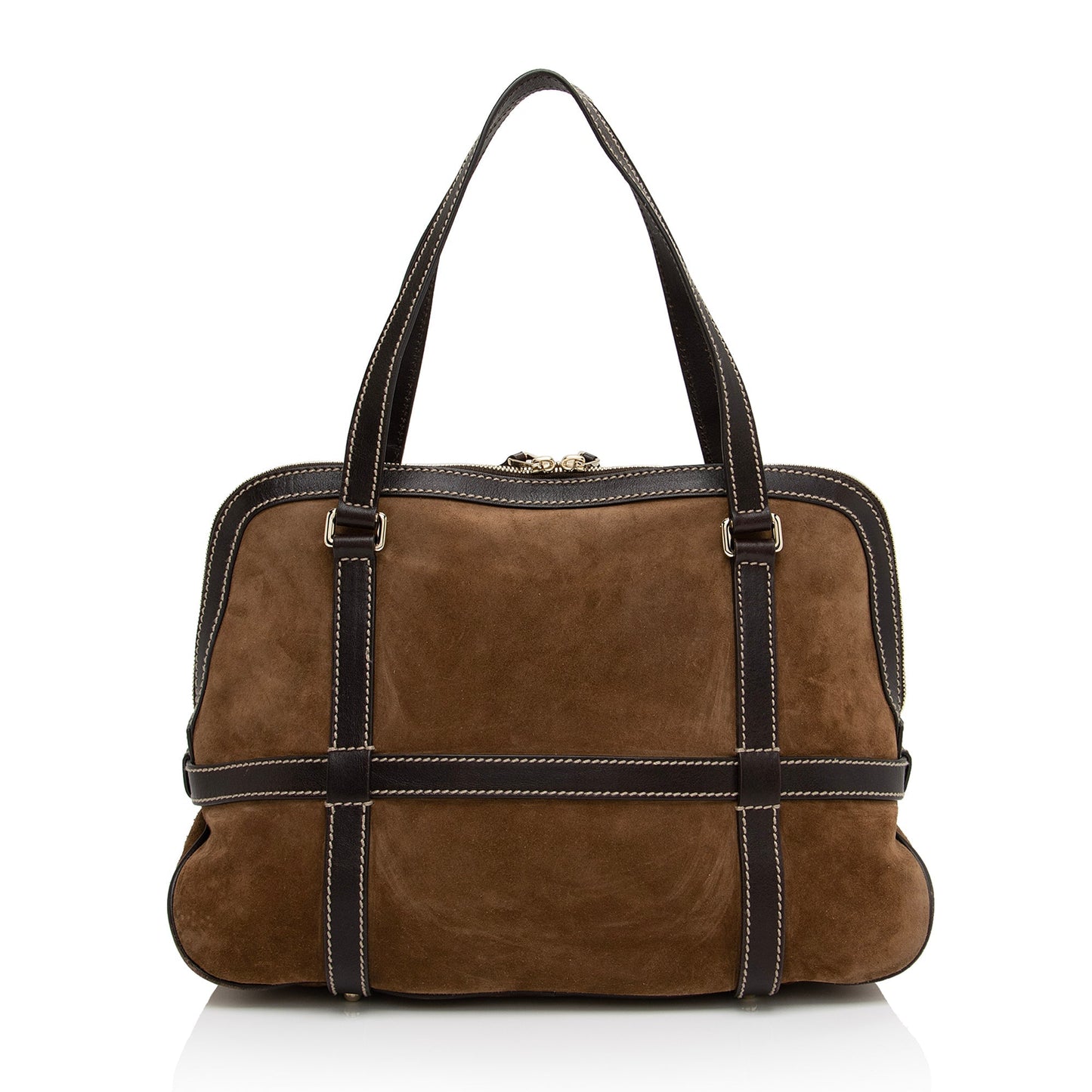 Gucci Royal SHF-N FTp Leather Suede Brown Satchel Bag