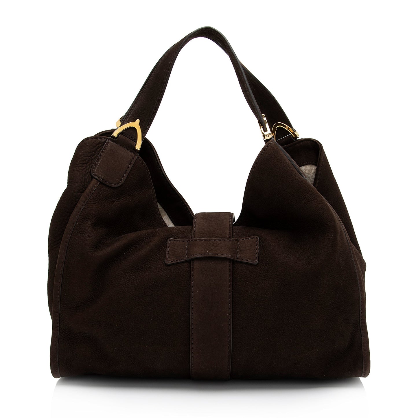 Gucci Stirrup SHF-XdZ15l Suede Brown Tote Bag