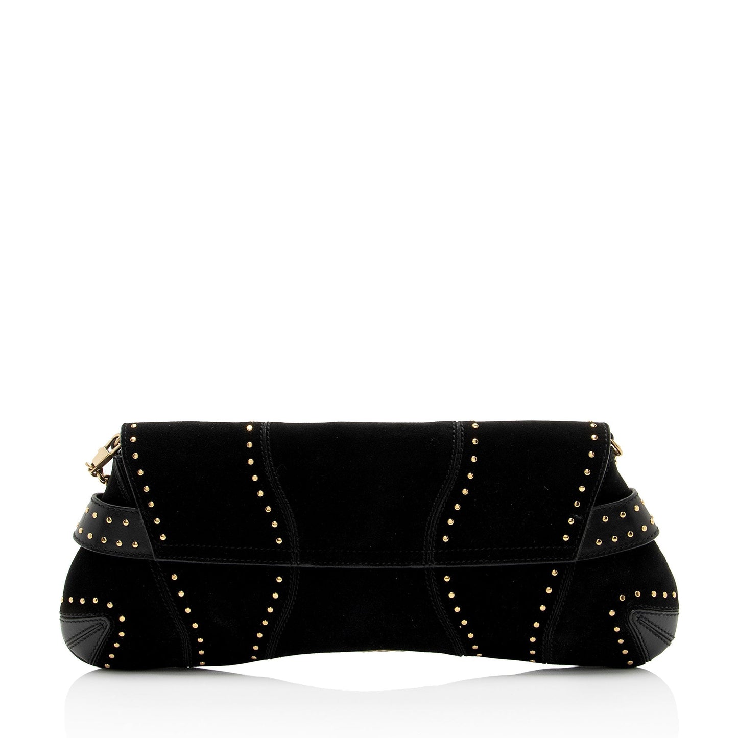 Gucci Studded Horsebit SHF-myTX76 Leather Suede Black Clutch Bag