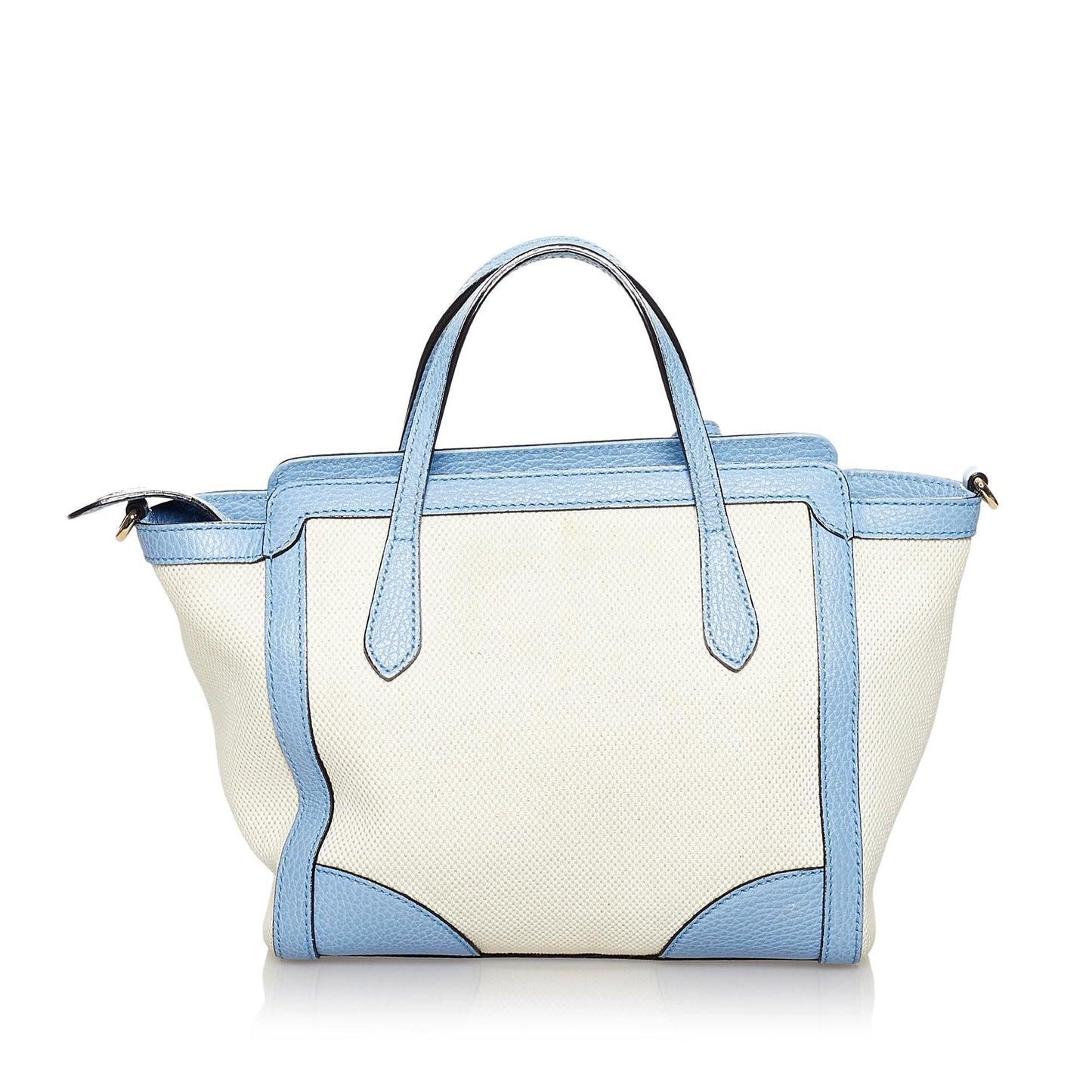 Gucci Swing SHG Canvas Calf White Blue Satchel Bag