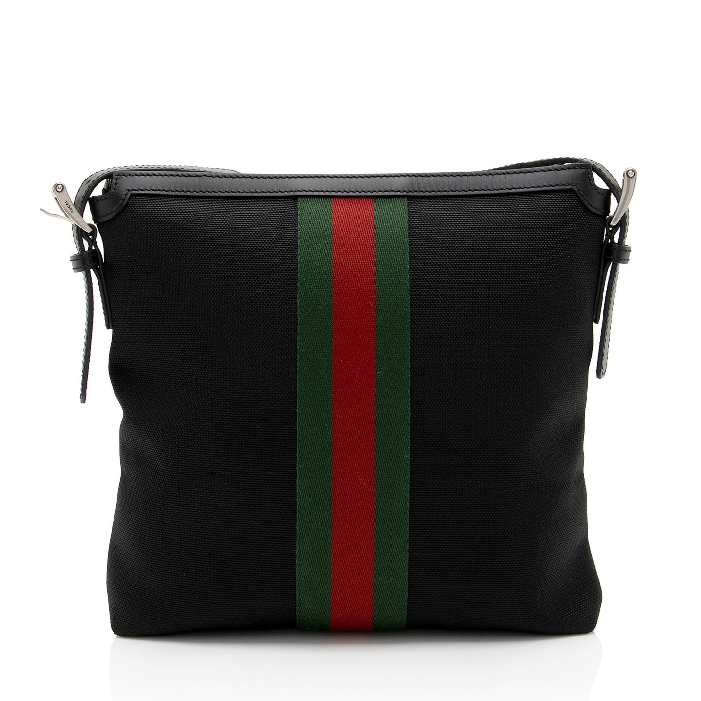 Gucci Techno Web Messenger SHF-hSj6G8 Leather Canvas Nylon Black Shoulder Bag