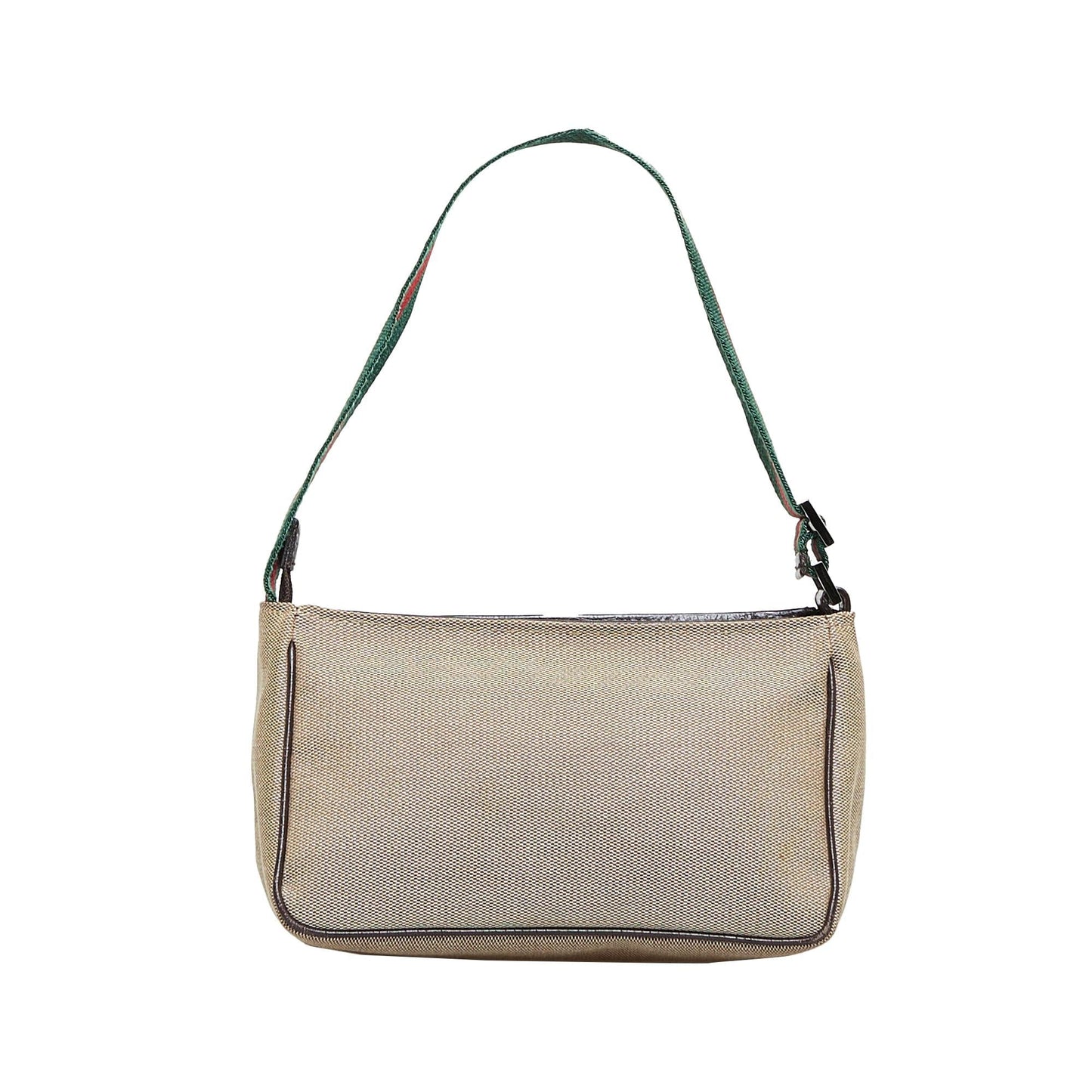 Gucci Web Baguette SHG-ixhSpc Canvas Brown Handbag