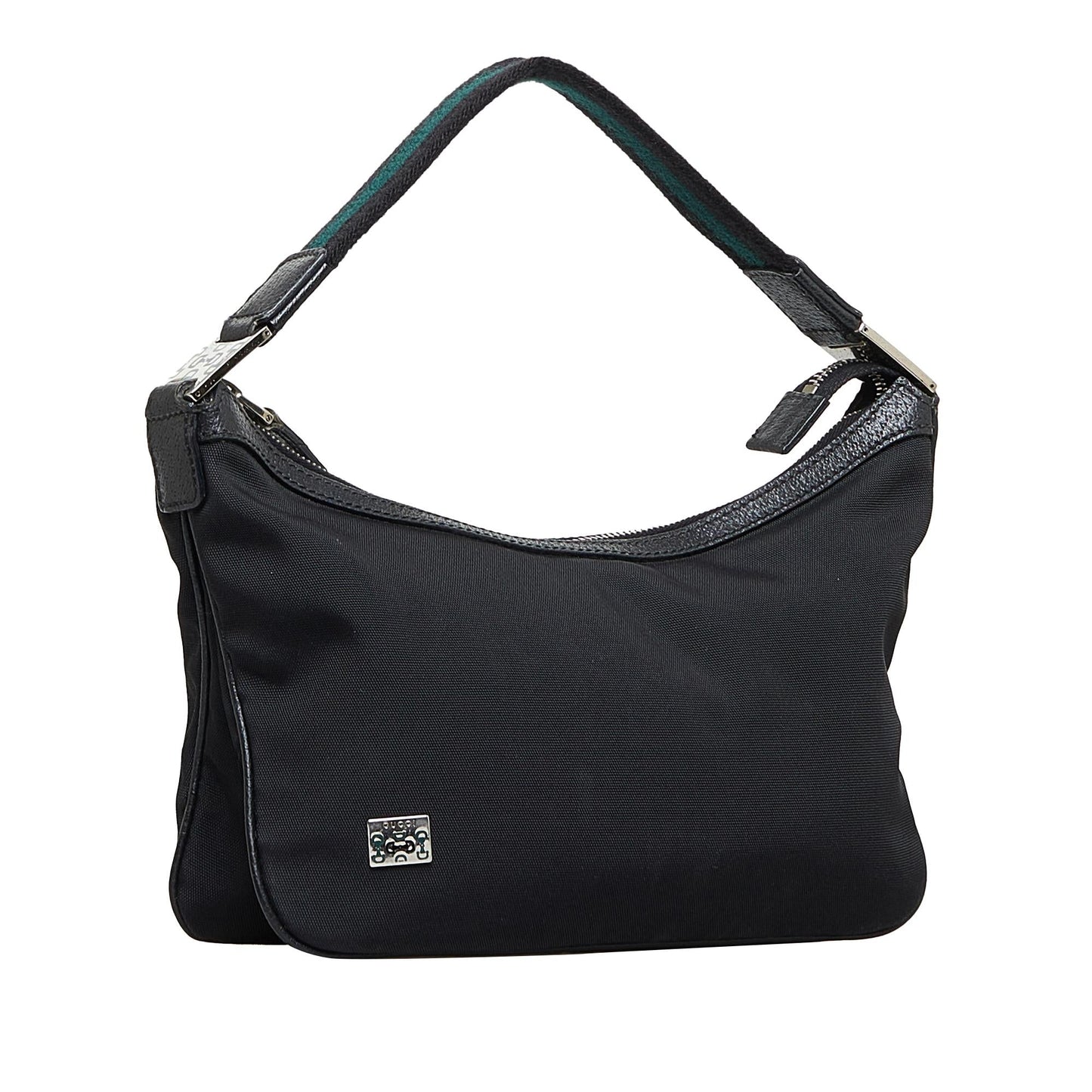 Gucci Web Baguette SHG-GaxQD5 Nylon Calf Black Handbag