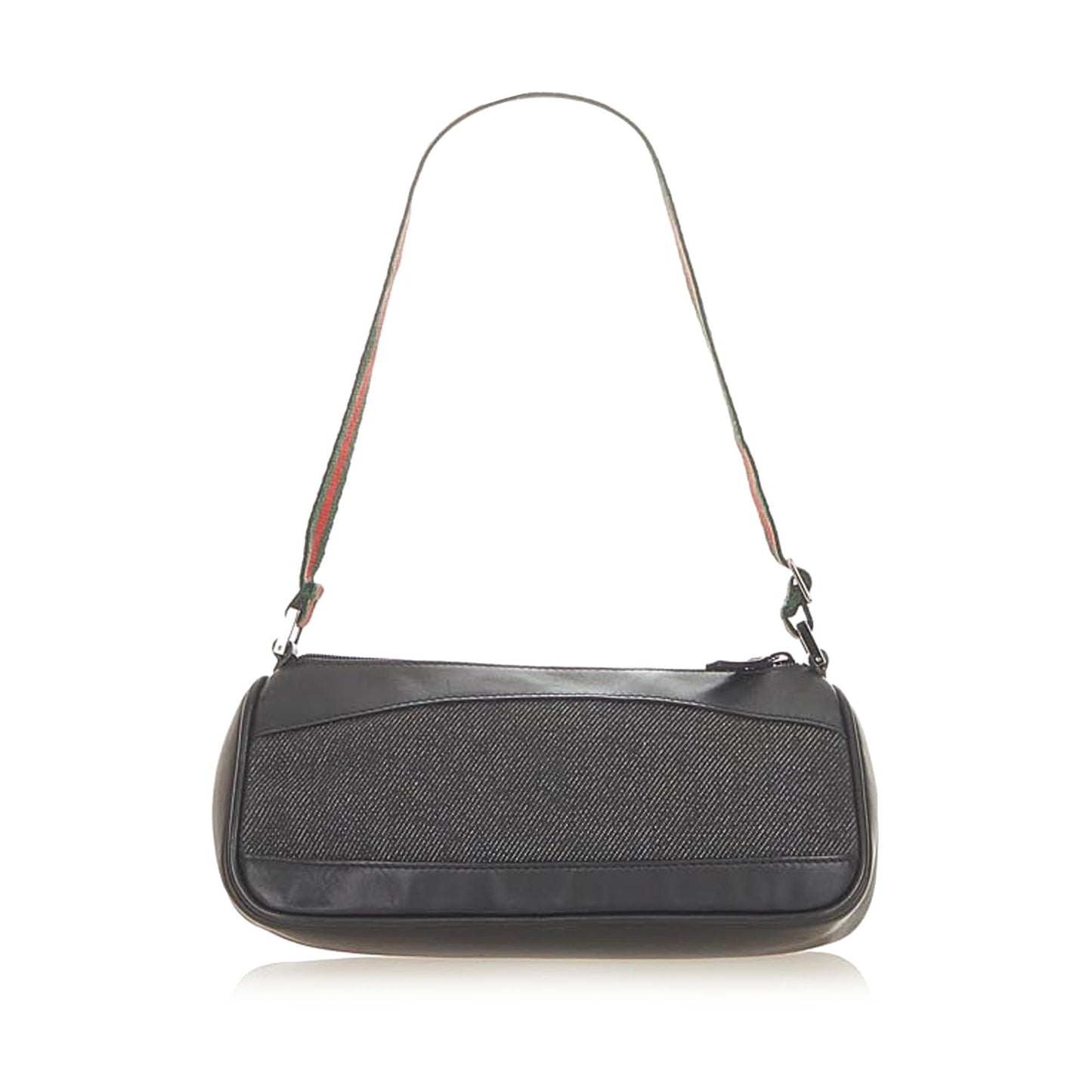 Gucci Web Baguette SHG Denim Calf Black Handbag