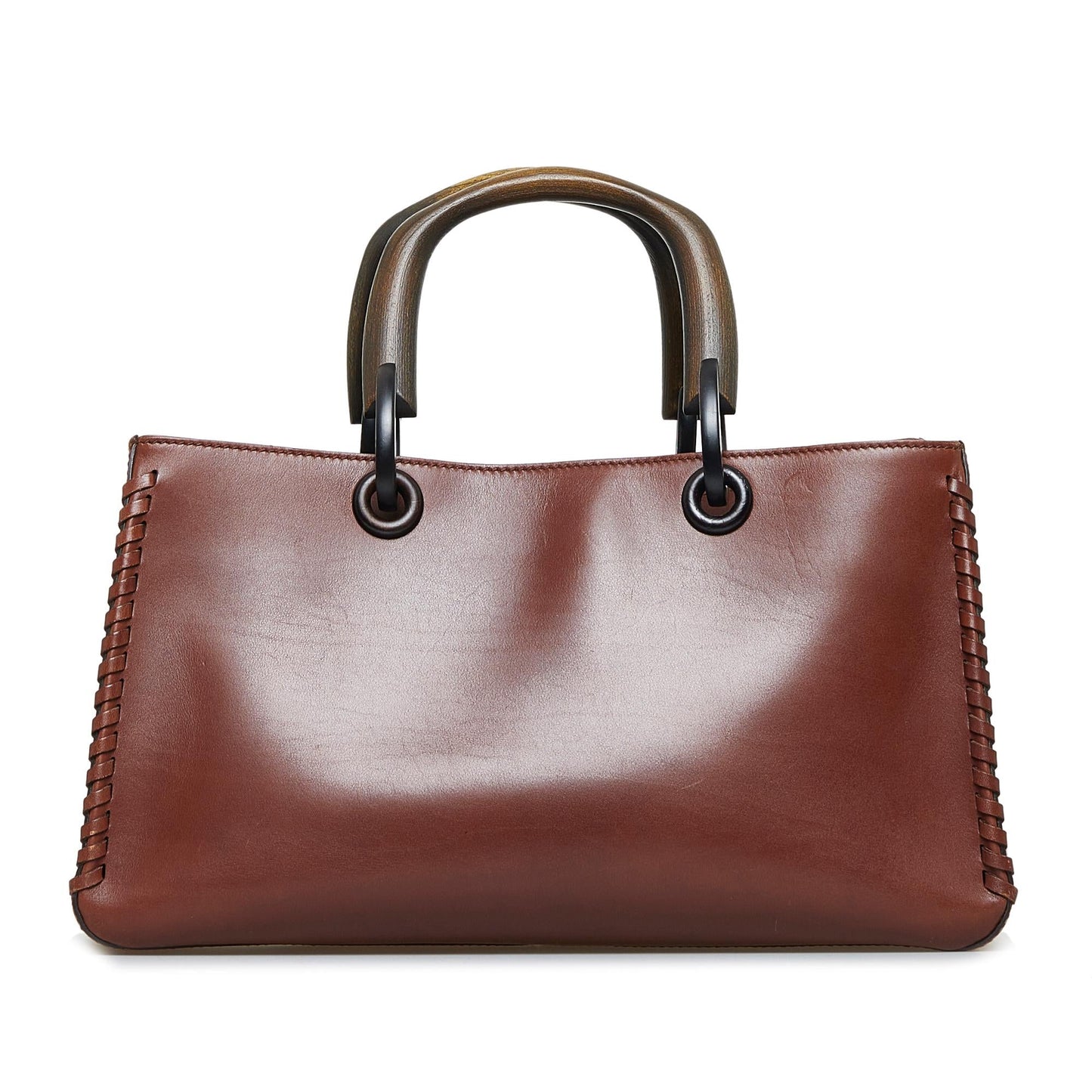 Gucci Whipstitch Wood Handle SHG-caHaIH Calf Brown Satchel Bag