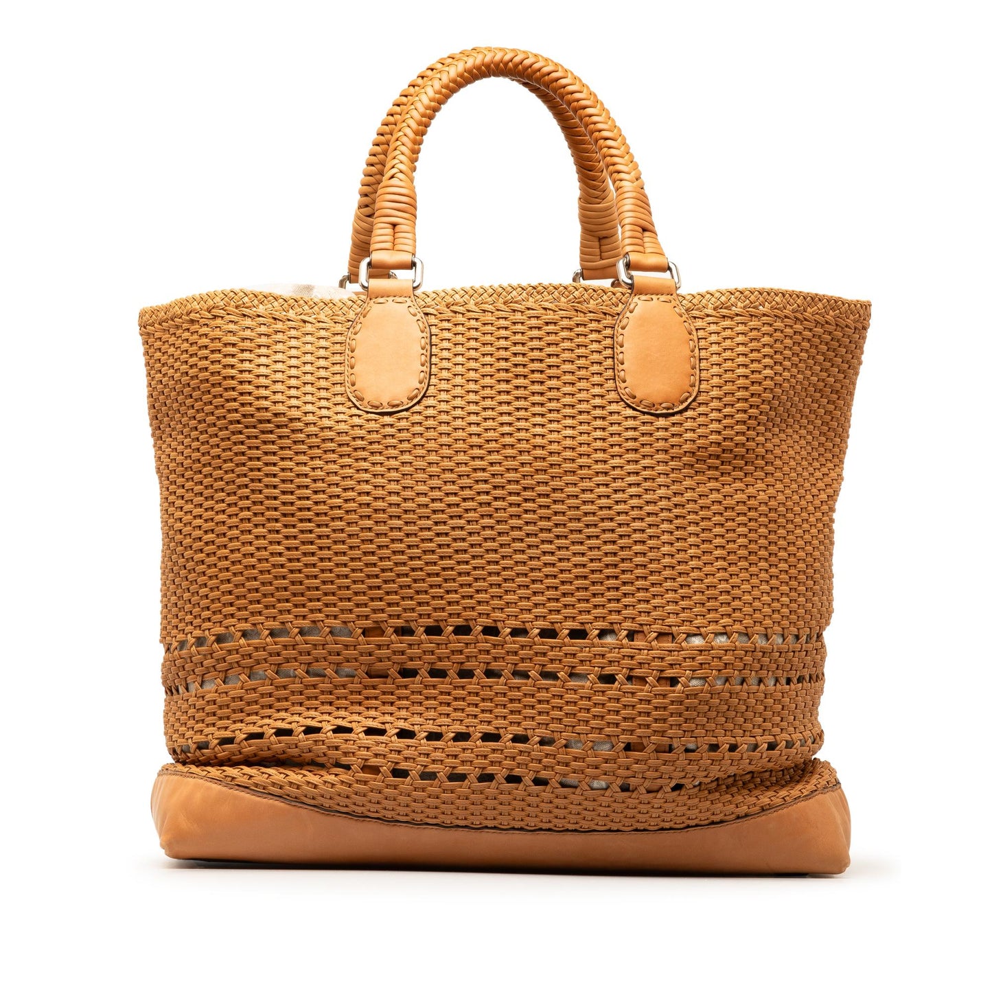 Gucci SHG-PXQlVm Woven Leather Calf Brown Tote Bag