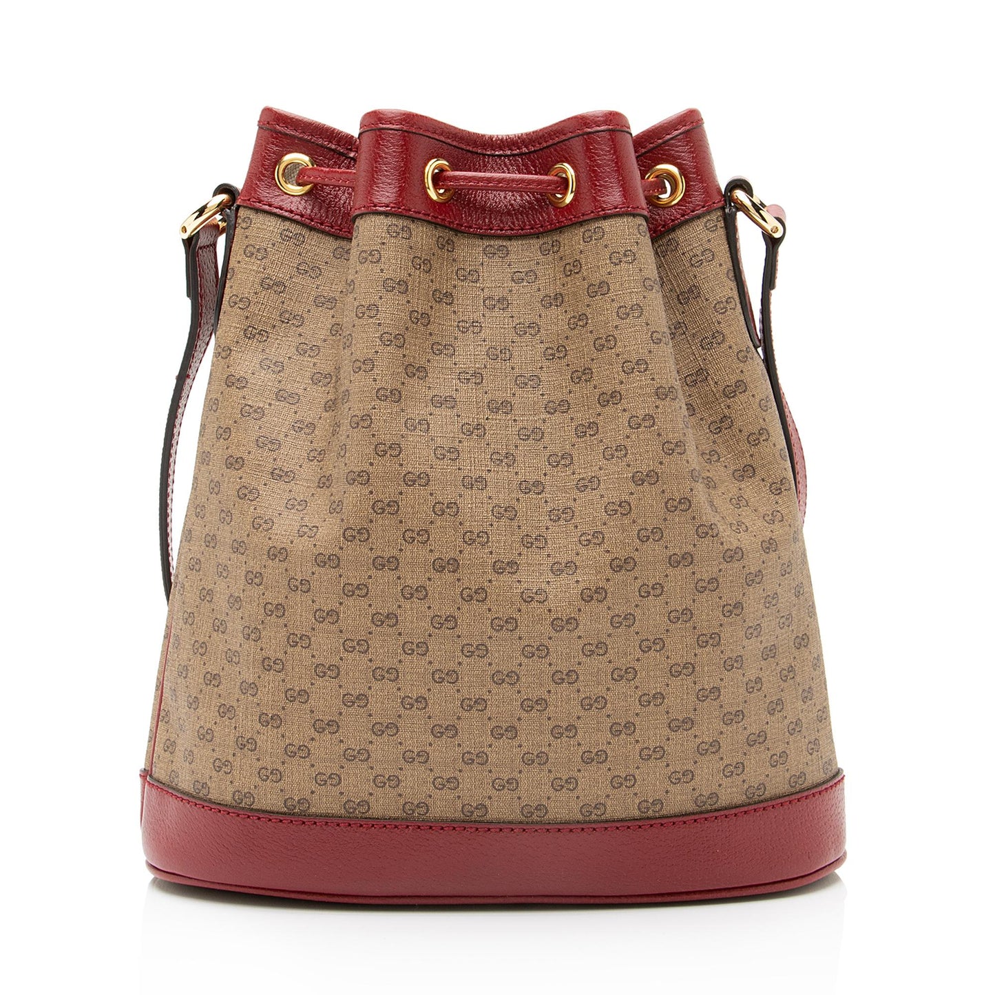 Gucci x Doraemon Micro GG Bucket Leather Canvas Brown Red Crossbody Bag