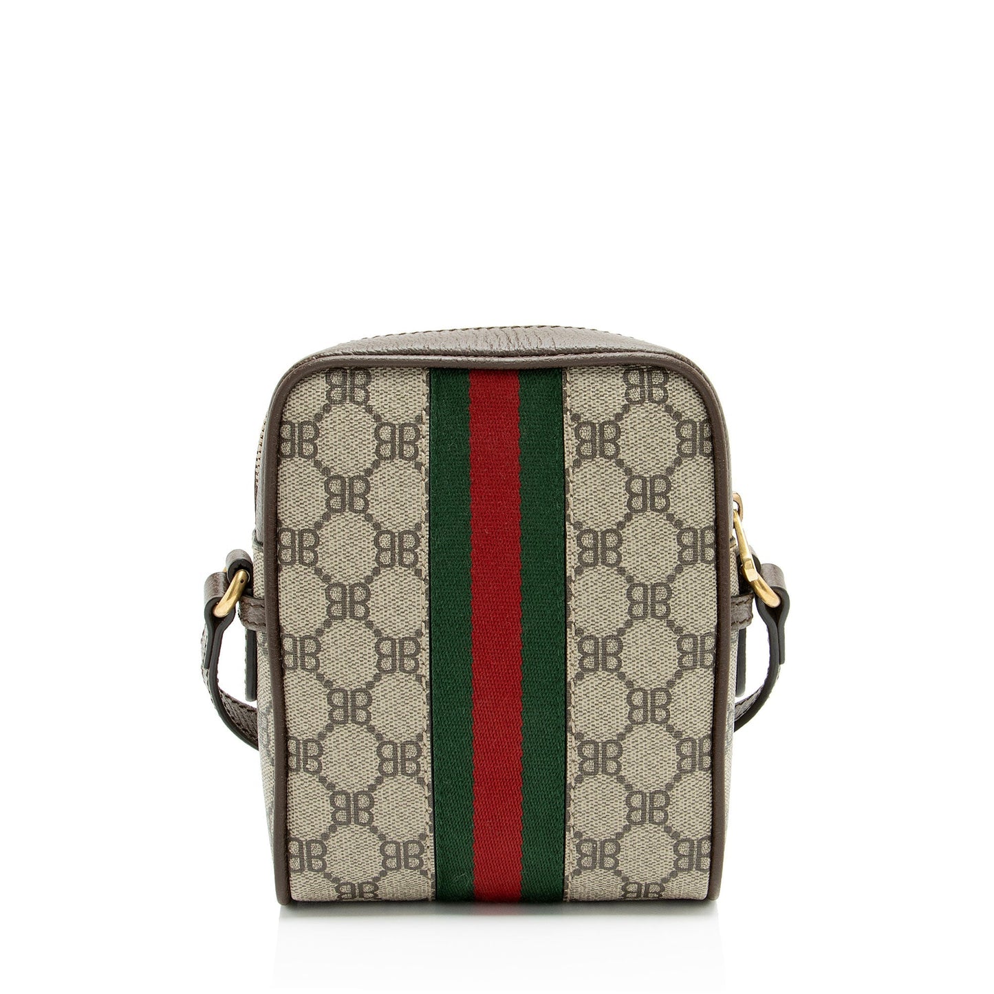 Gucci x Balenciaga BB Supreme Hacker Leather Canvas Nylon Brown Shoulder Bag