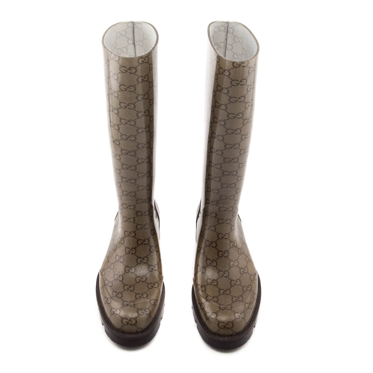 Gucci Monogram Beige Monogram Rubber Rain Boots Size US 9 | EU 39