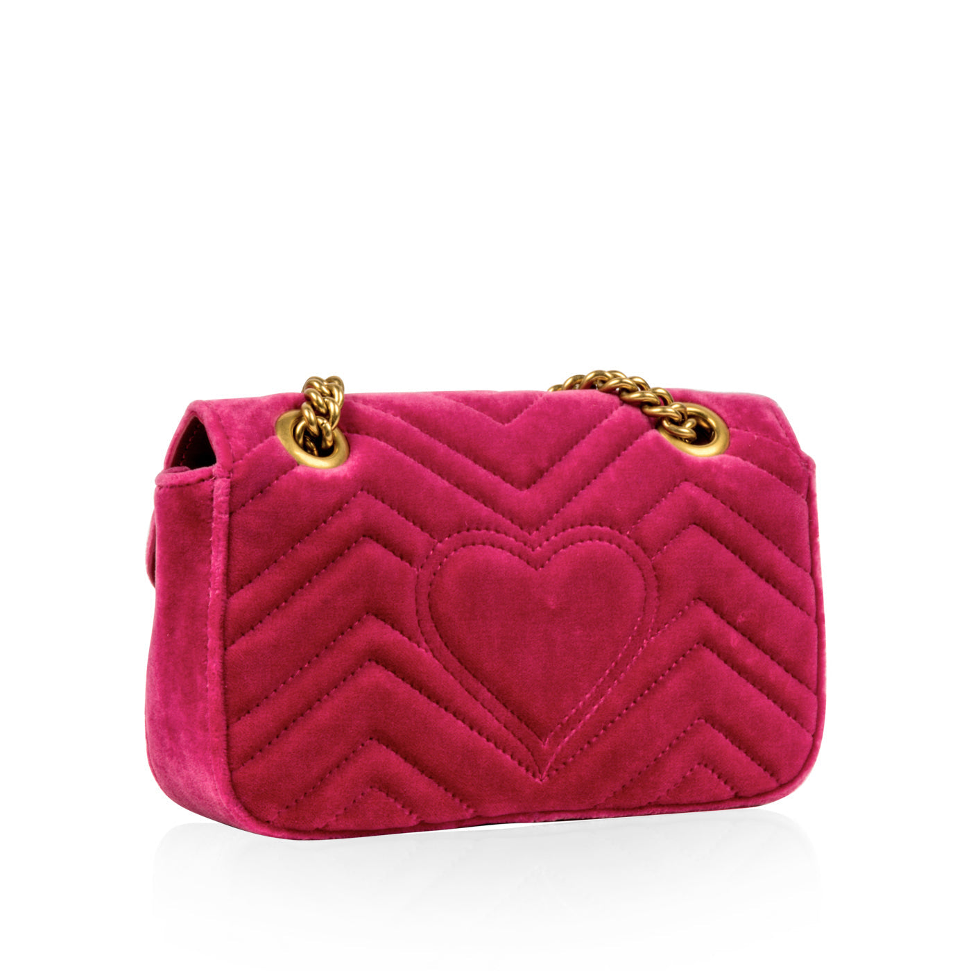 Gucci Velvet Marmont Fuschia Shoulder Bag Mini
