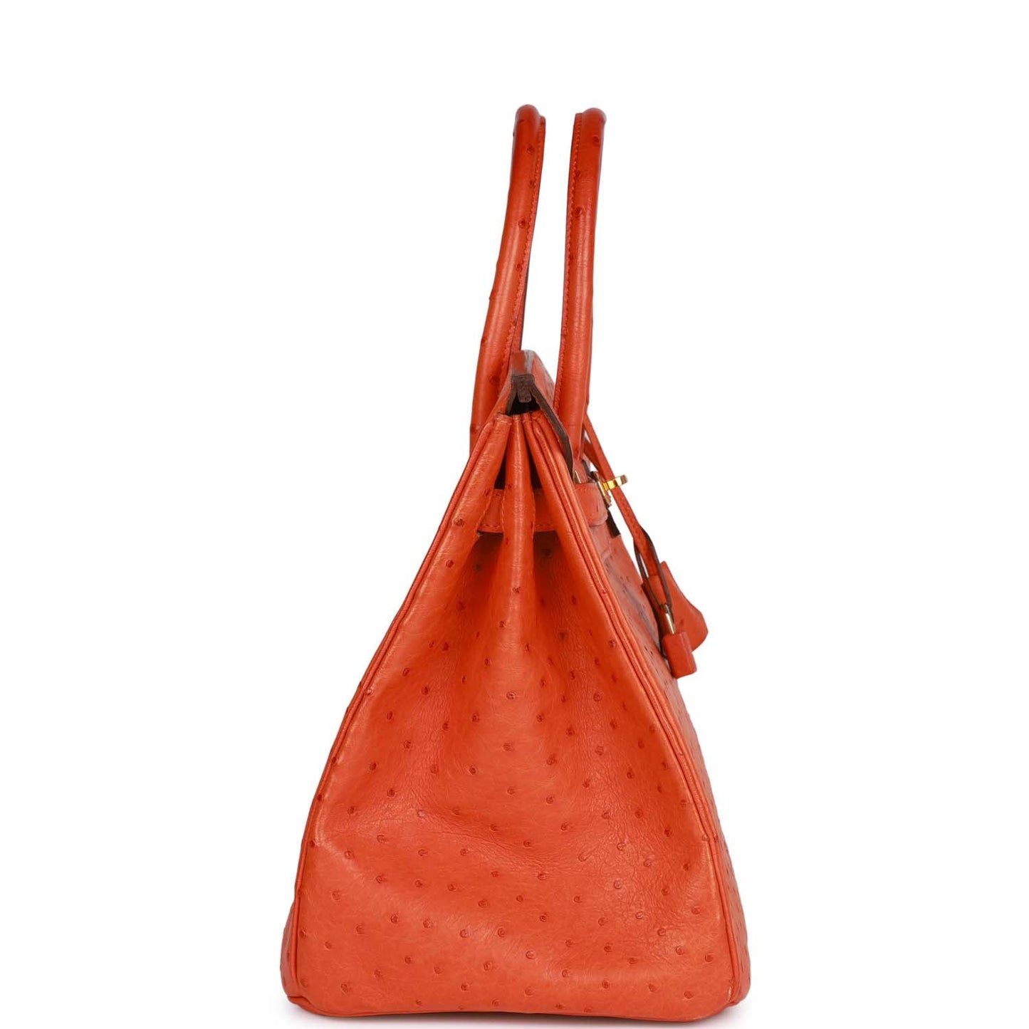 Hermes Birkin Tangerine Ostrich Hardware Handbag Gold Travel Bag