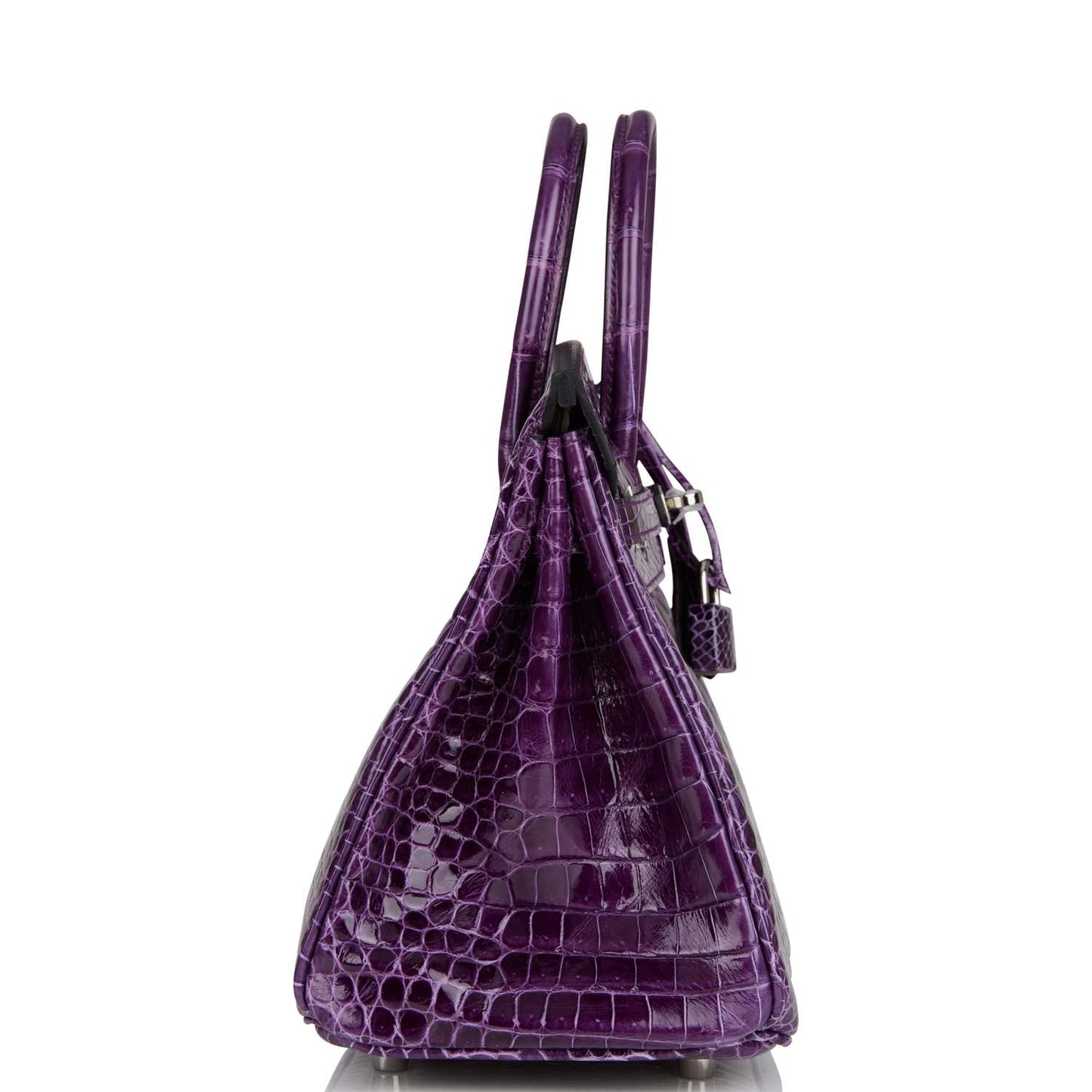 Hermes Birkin Cassis Shiny Porosus Crocodile Palladium Hardware Travel Bag