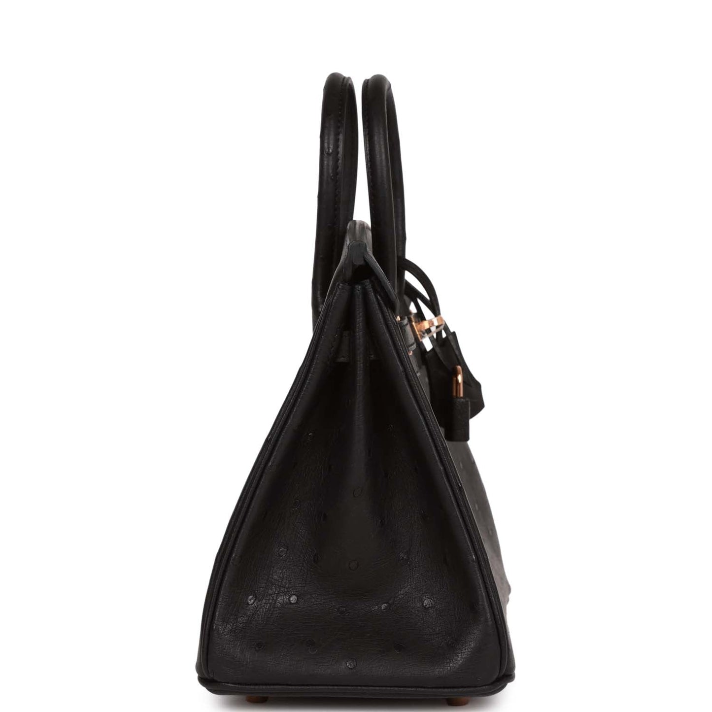 Hermes Birkin Ostrich Rose Hardware Handbag Black Gold Travel Bag Hardware 3