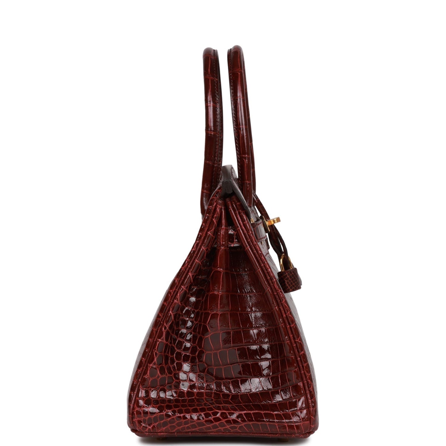Hermes Birkin Bordeaux Shiny Porosus Crocodile Hardware Handbag Gold Travel Bag