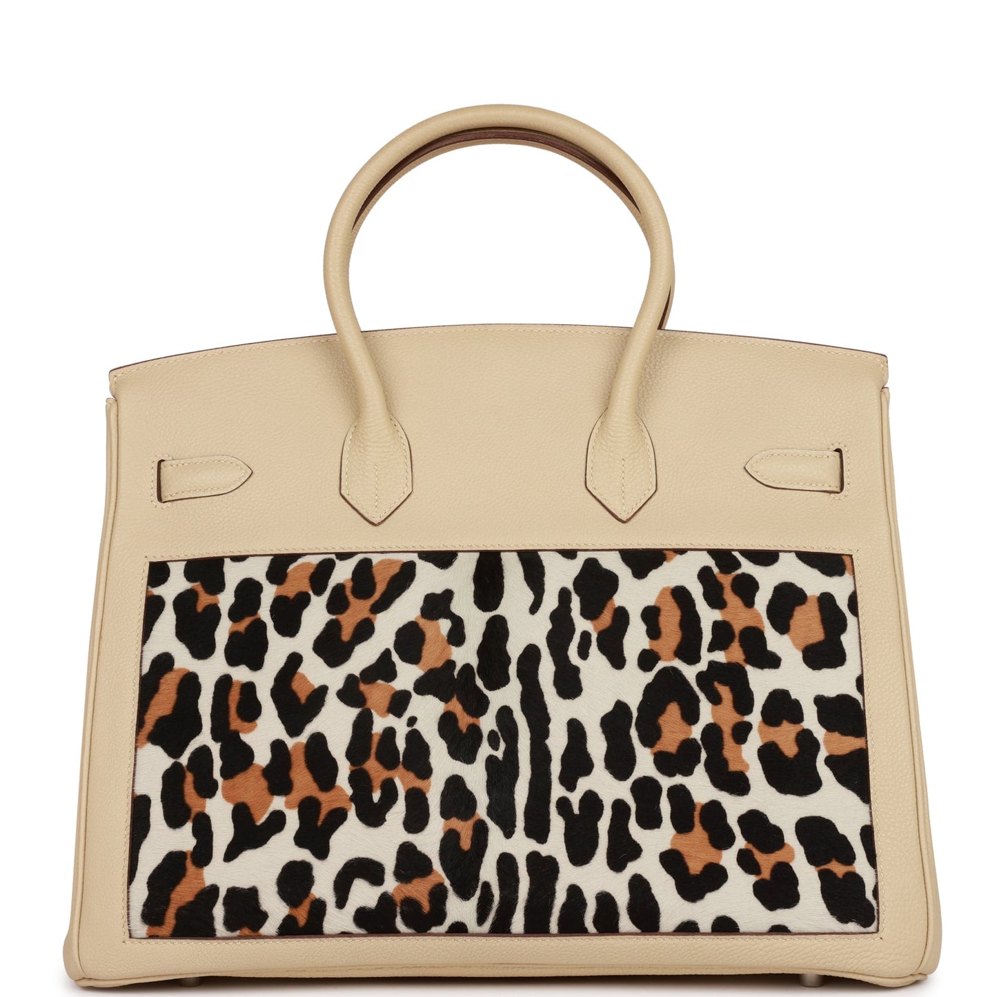 Hermes Birkin Parchemin Togo And Leopard Troika Palladium Hardware Travel Bag