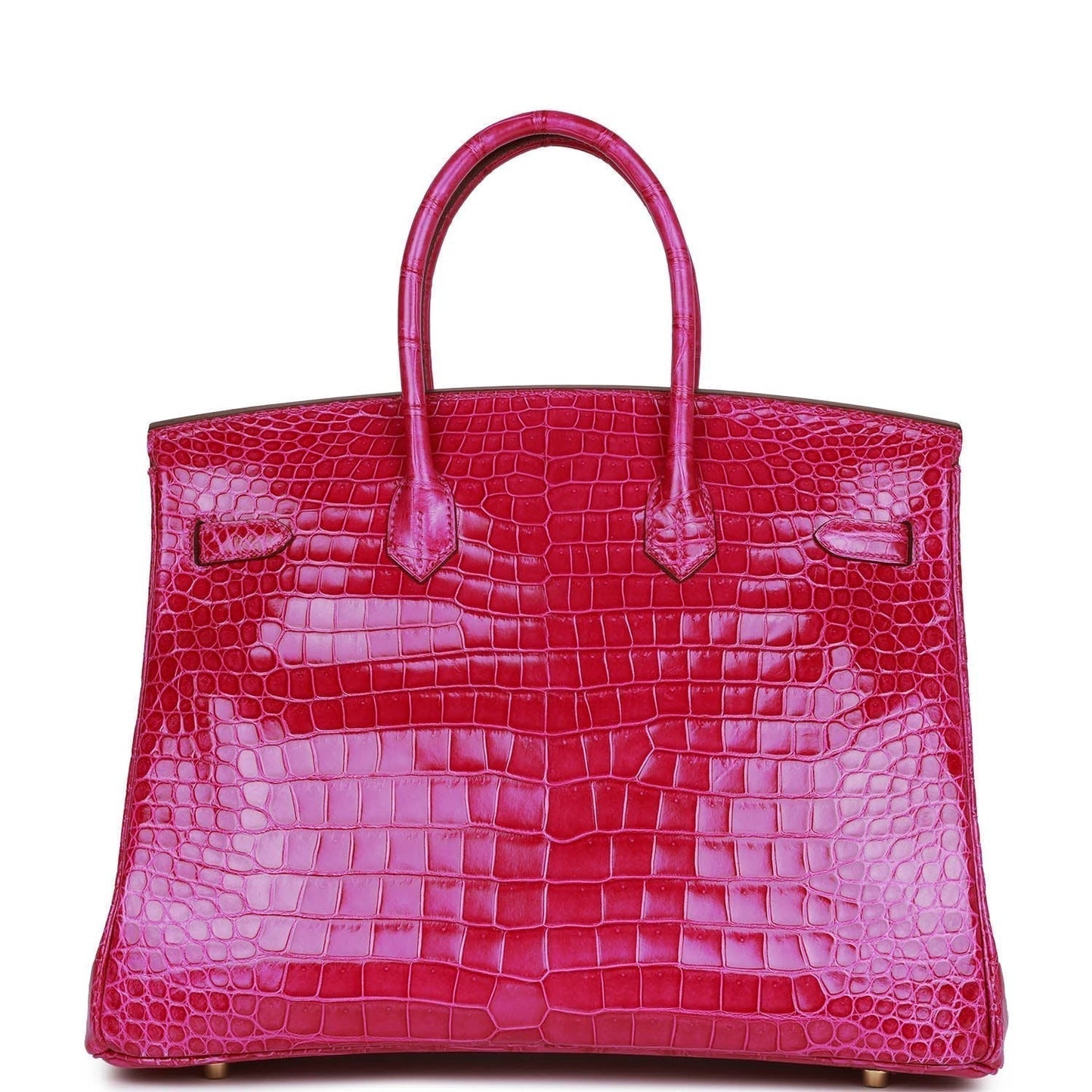 Hermes Birkin Rose Scheherazade Shiny Niloticus Crocodile Hardware Gold Travel Bag