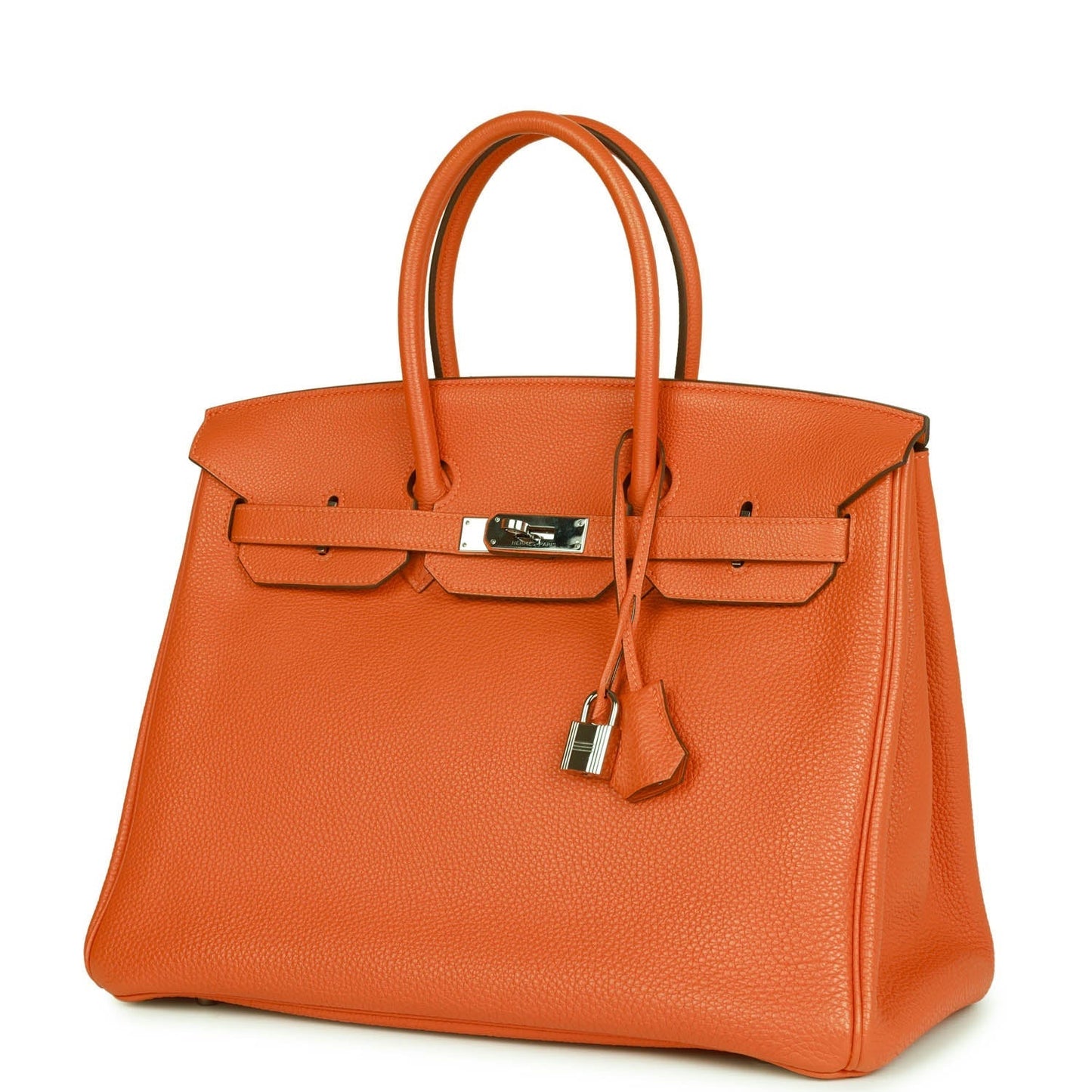 Hermes Birkin Clemence Palladium Hardware Handbag Orange Travel Bag