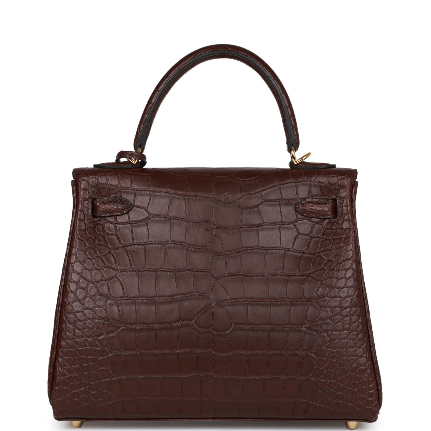 Hermes Kelly Retourne Rouge Sellier Matte Alligator Hardware Handbag Gold Travel Bag