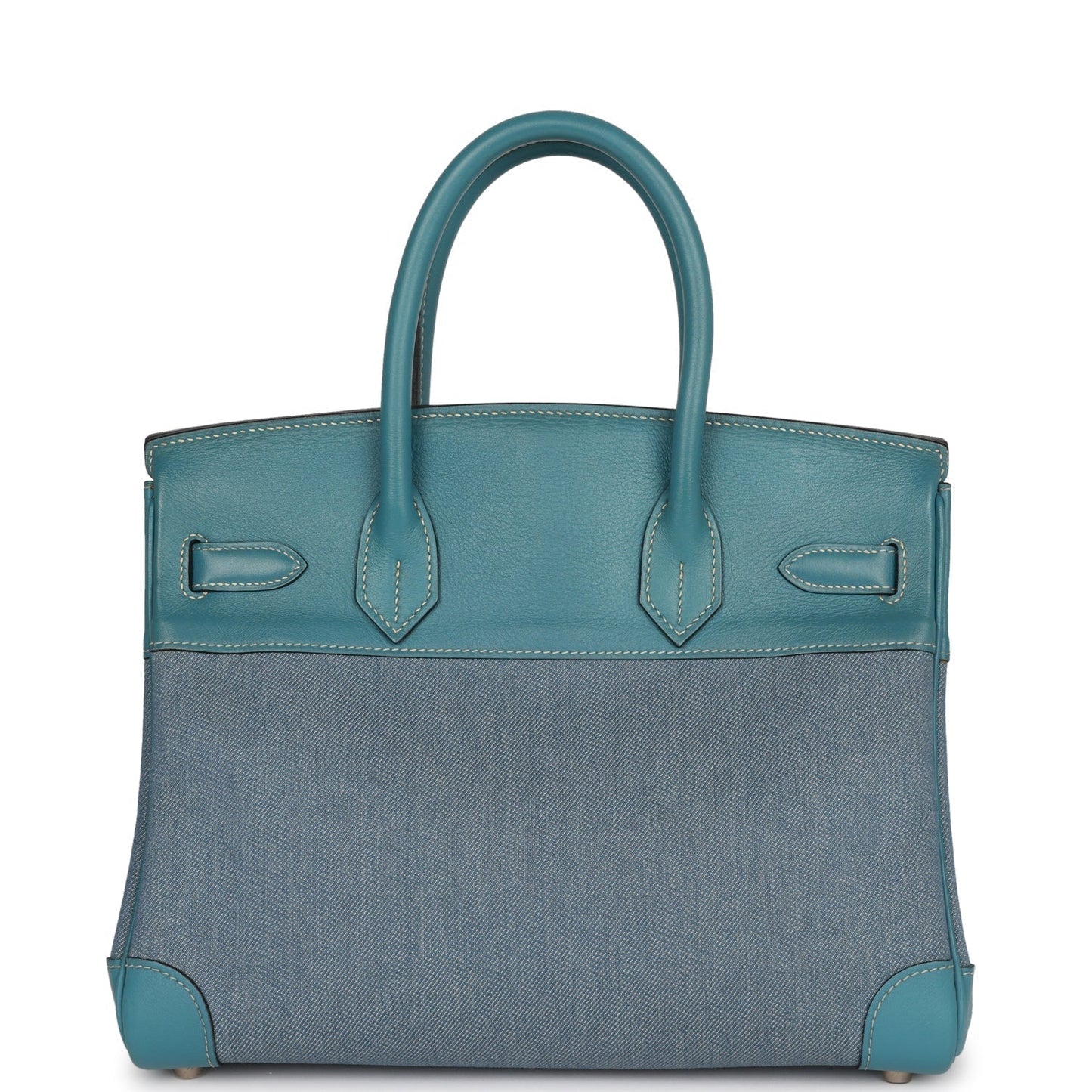 Hermes Luxury Birkin And Jean Gulliver Palladium Hardware Denim Blue Travel Bag