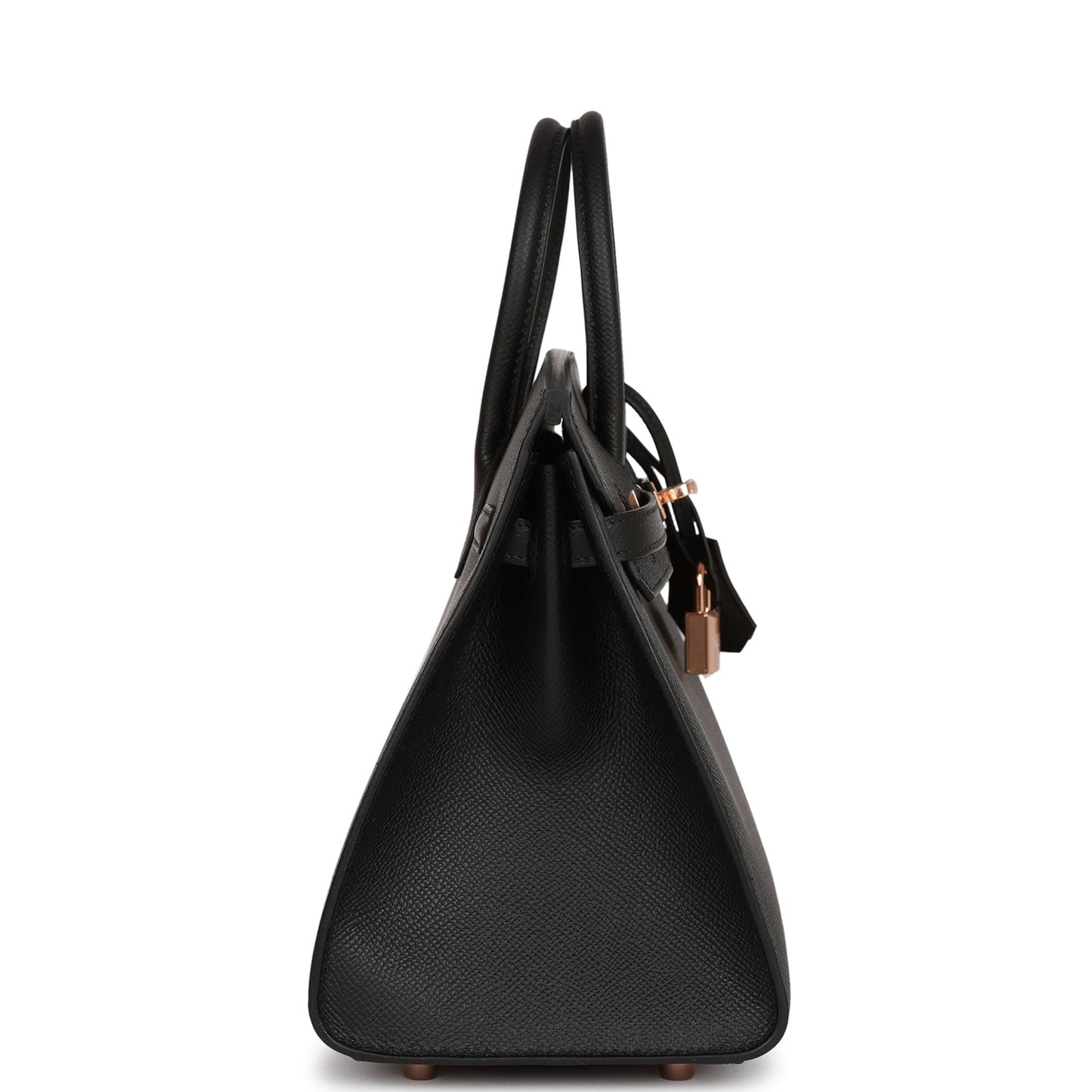 Hermes Birkin Sellier Epsom Rose Hardware Handbag Black Gold Travel Bag