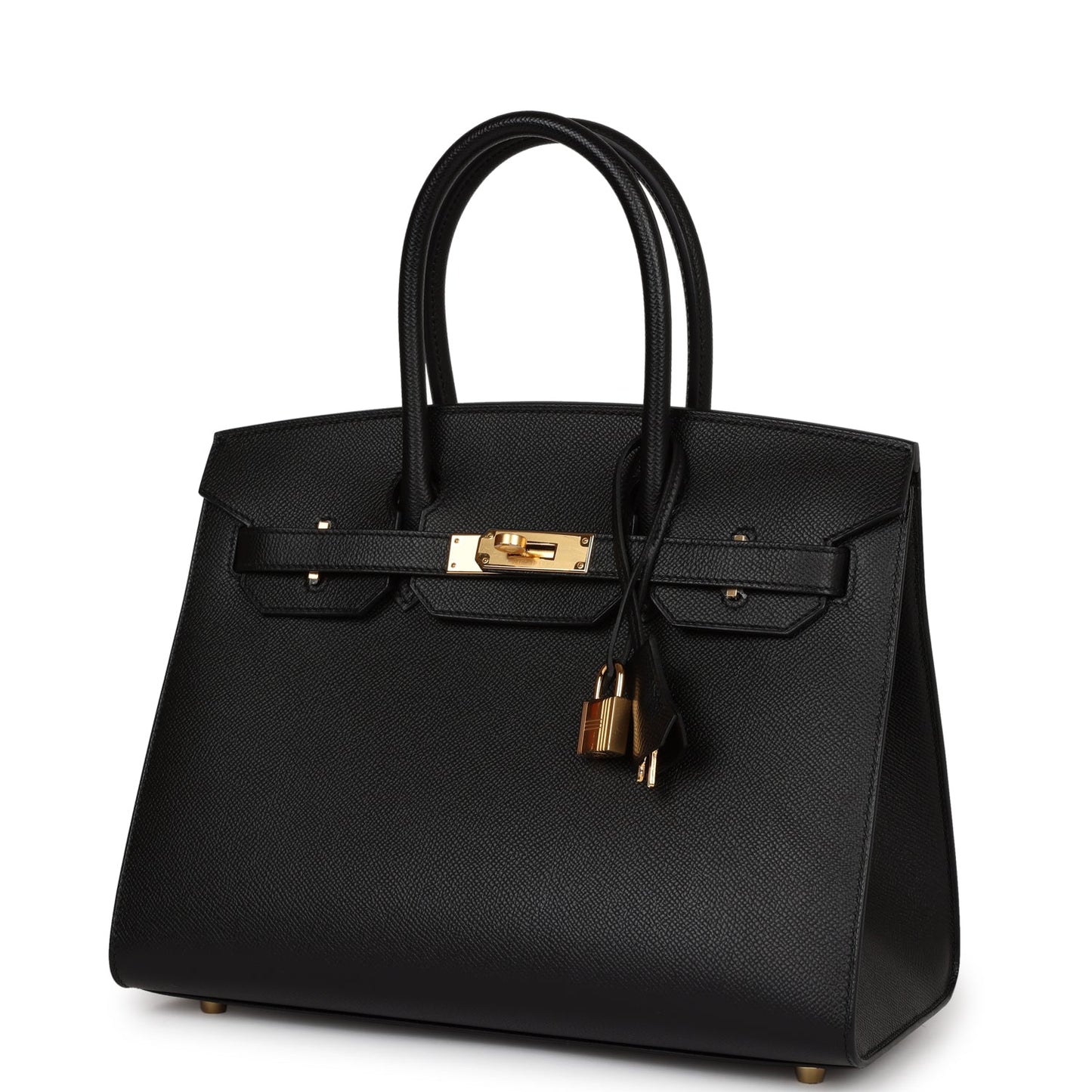 Hermes Birkin Sellier Epsom Hardware Handbag Black Gold Travel Bag