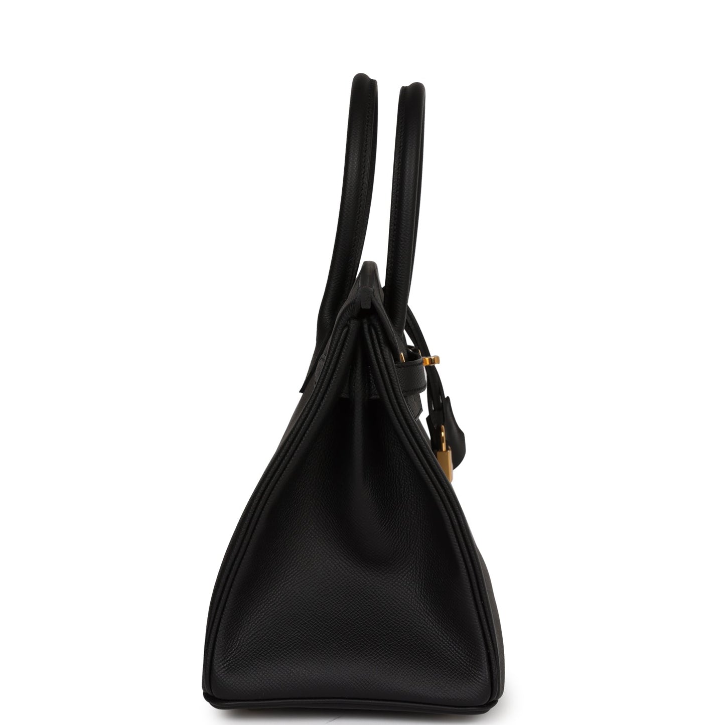 Hermes Birkin Epsom Hardware Handbag Black Gold Travel Bag