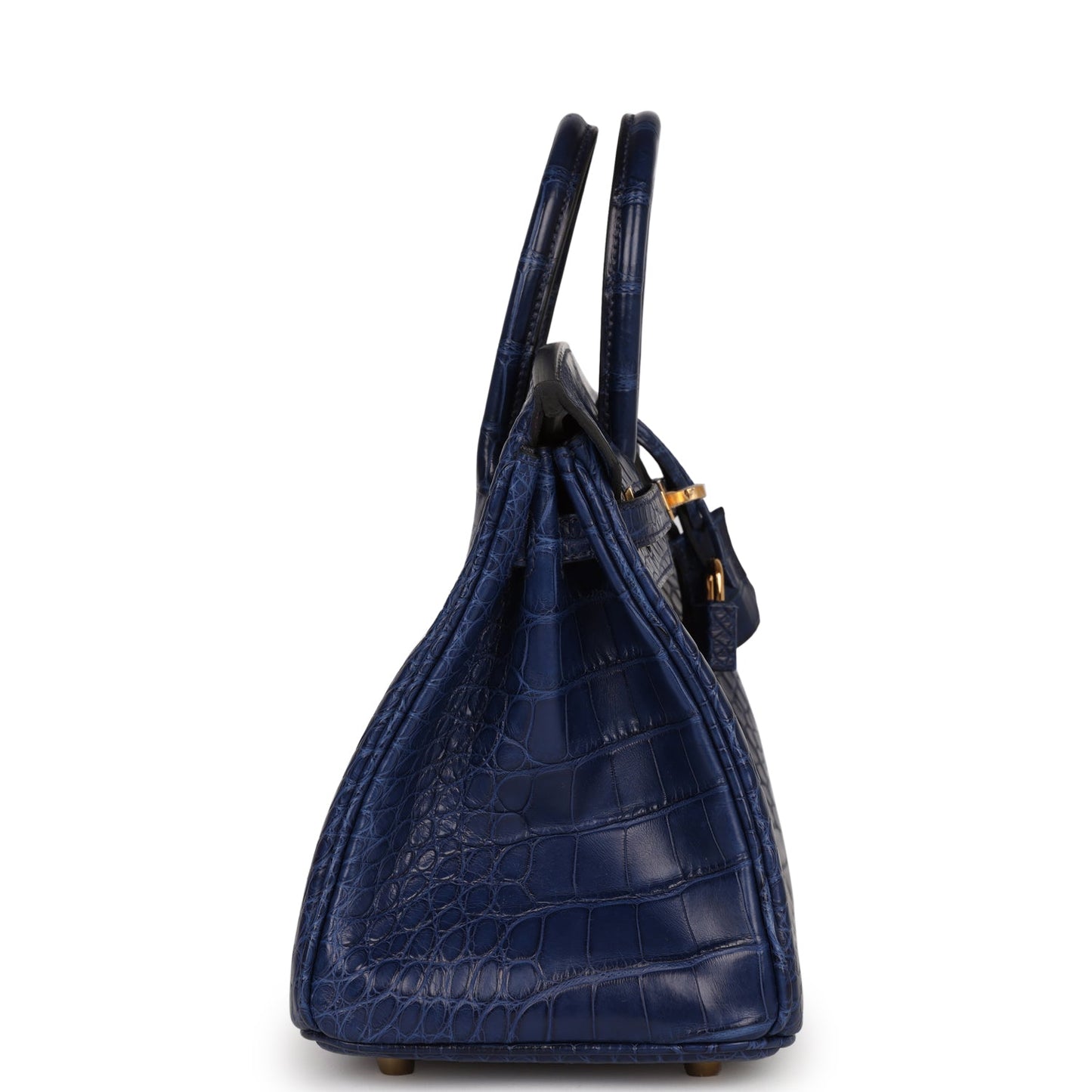 Hermes Birkin Bleu Saphir Matte Alligator Hardware Handbag Gold Travel Bag