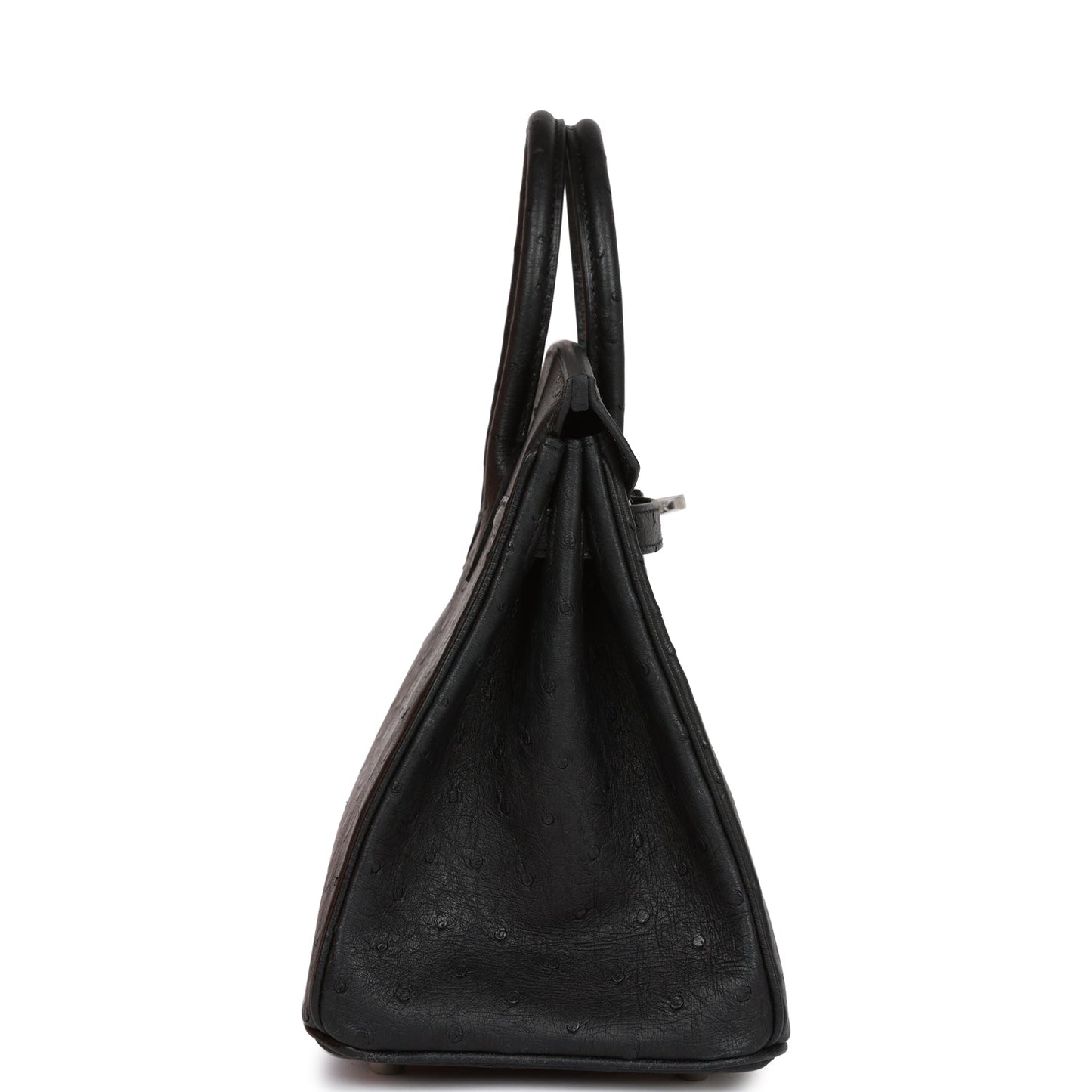 Hermes Birkin Ostrich Palladium Hardware Handbag Black Travel Bag