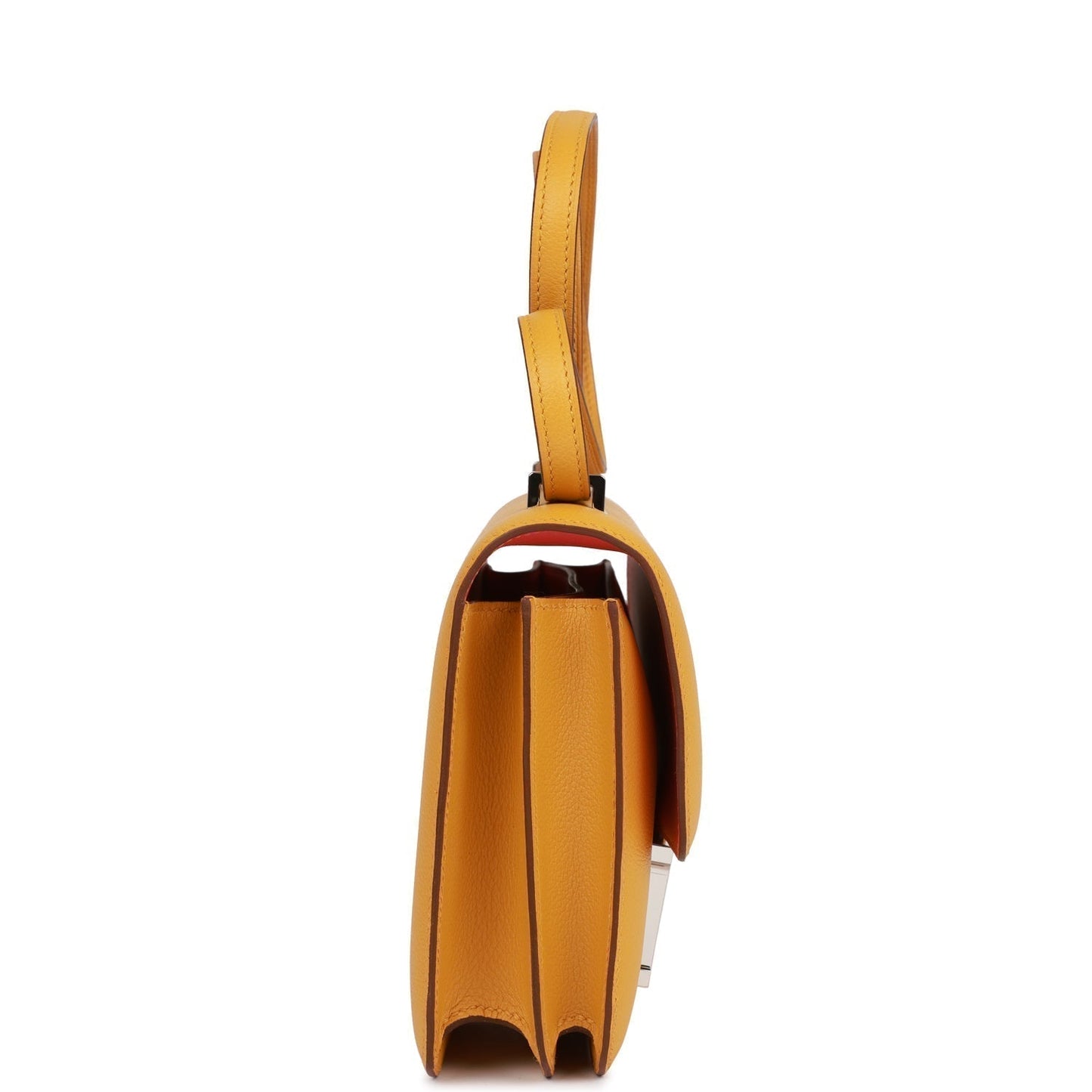 Hermes Constance Jaune Ambre Verso Evercolor Palladium Hardware Travel Bag