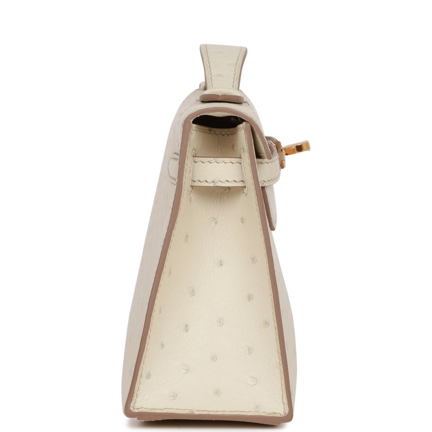 Hermes Kelly Pochette Beton Ostrich Hardware Handbag Gold Travel Bag
