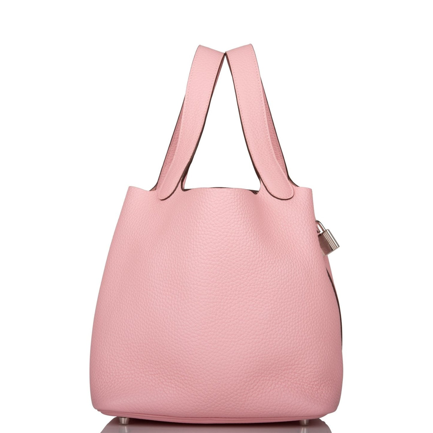 Hermes Rose Sakura Clemence Picotin Lock Palladium Hardware Travel Bag Palladium Hardware