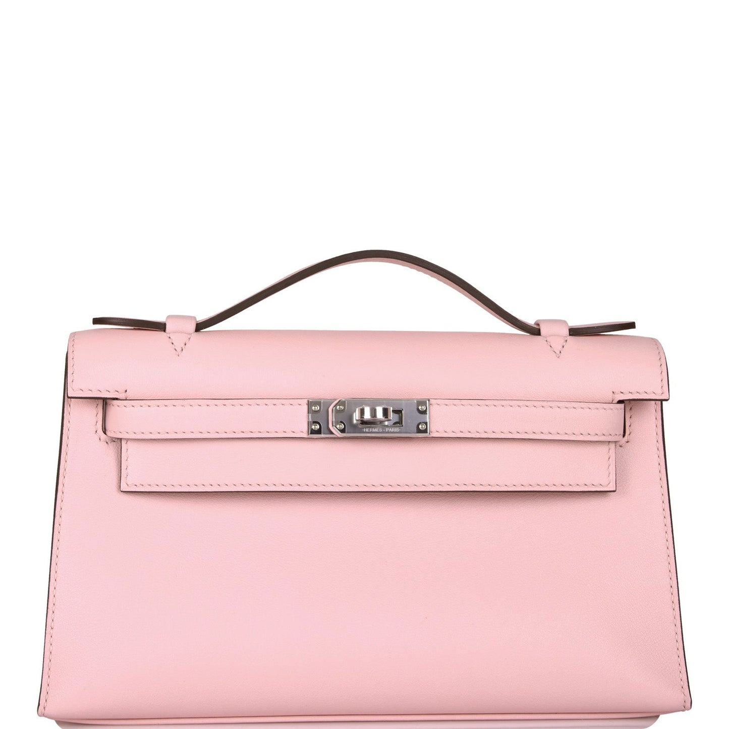 Hermes Kelly Pochette Rose Sakura Swift Palladium Hardware Travel Bag Palladium Hardware