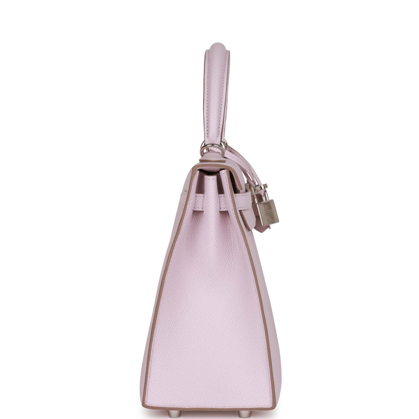 Hermes Kelly Sellier Mauve Pale Epsom Palladium Hardware Handbag Travel Bag
