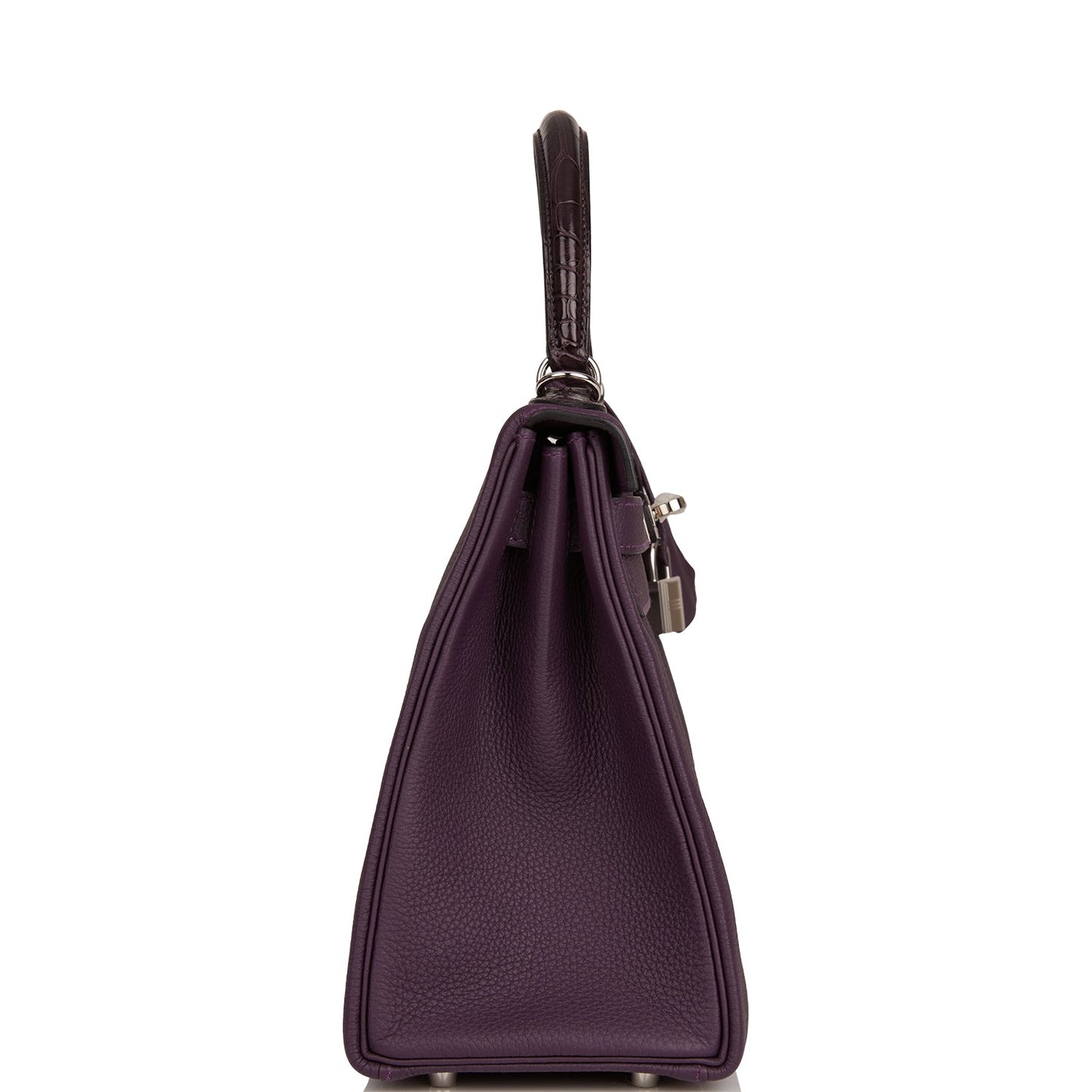 Hermes Kelly Retourne Raisin Togo And Prunoir Alligator Travel Bag