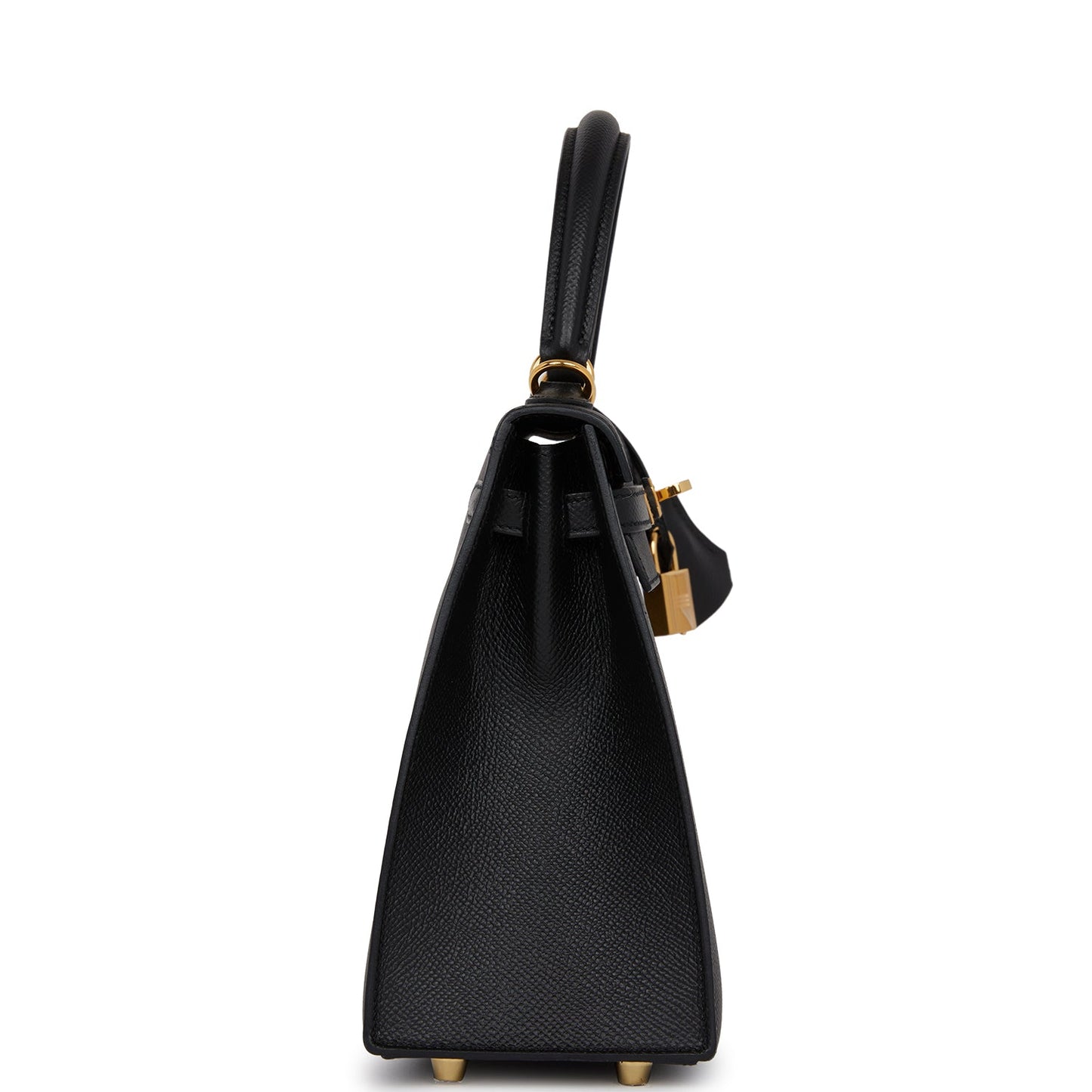 Hermes Kelly Sellier Epsom Hardware Handbag Black Gold Travel Bag 15