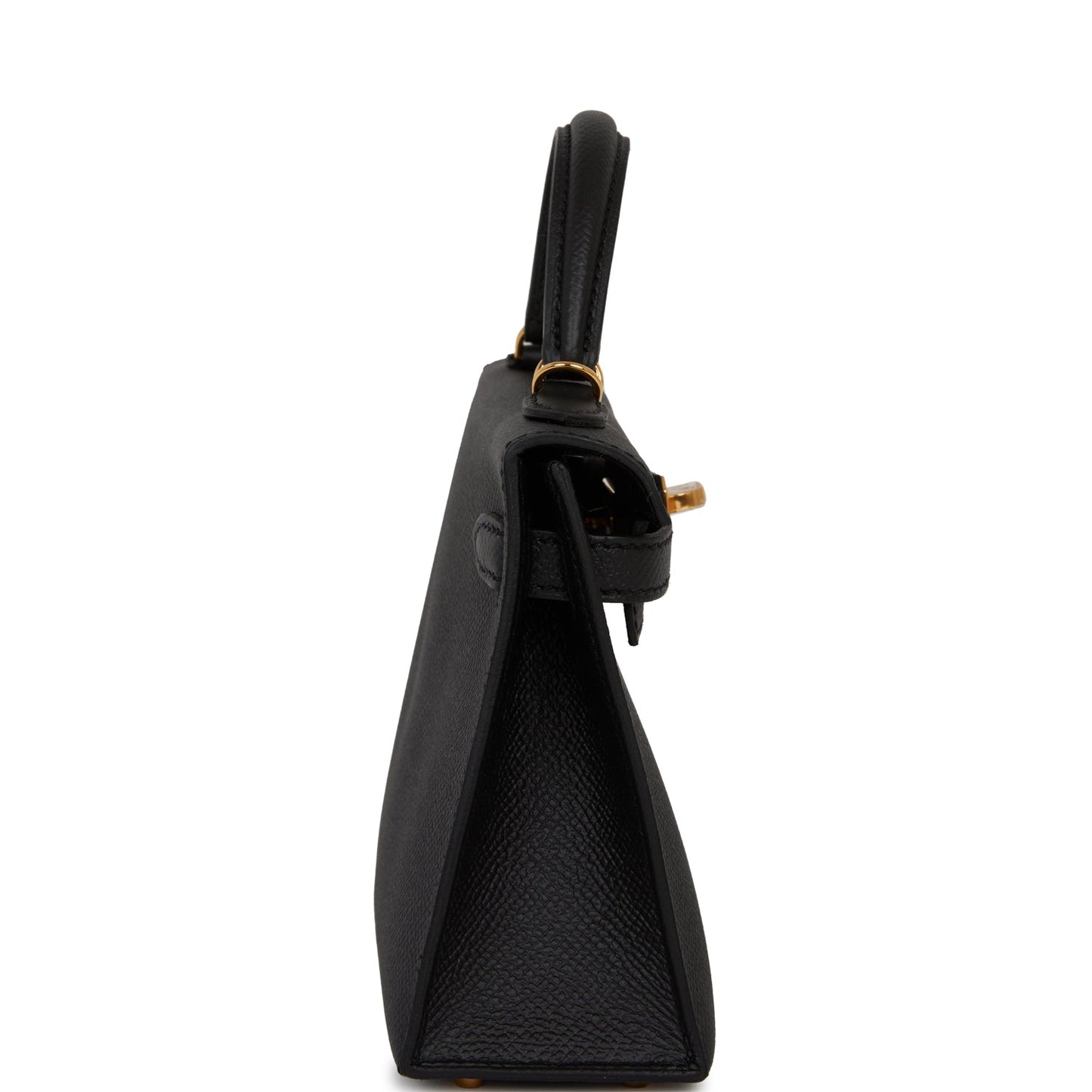 Hermes Kelly Sellier Epsom Hardware Handbag Black Gold Travel Bag For Yt
