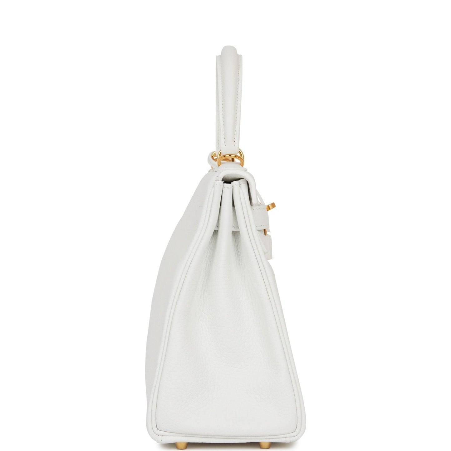 Hermes Kelly Retourne Clemence Hardware Handbag White Gold Travel Bag