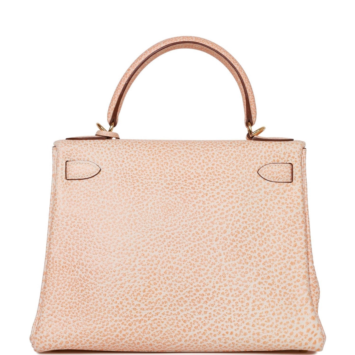 Hermes Kelly Retourne Dalmatian Buffalo Hardware Handbag Gold Orange Travel Bag