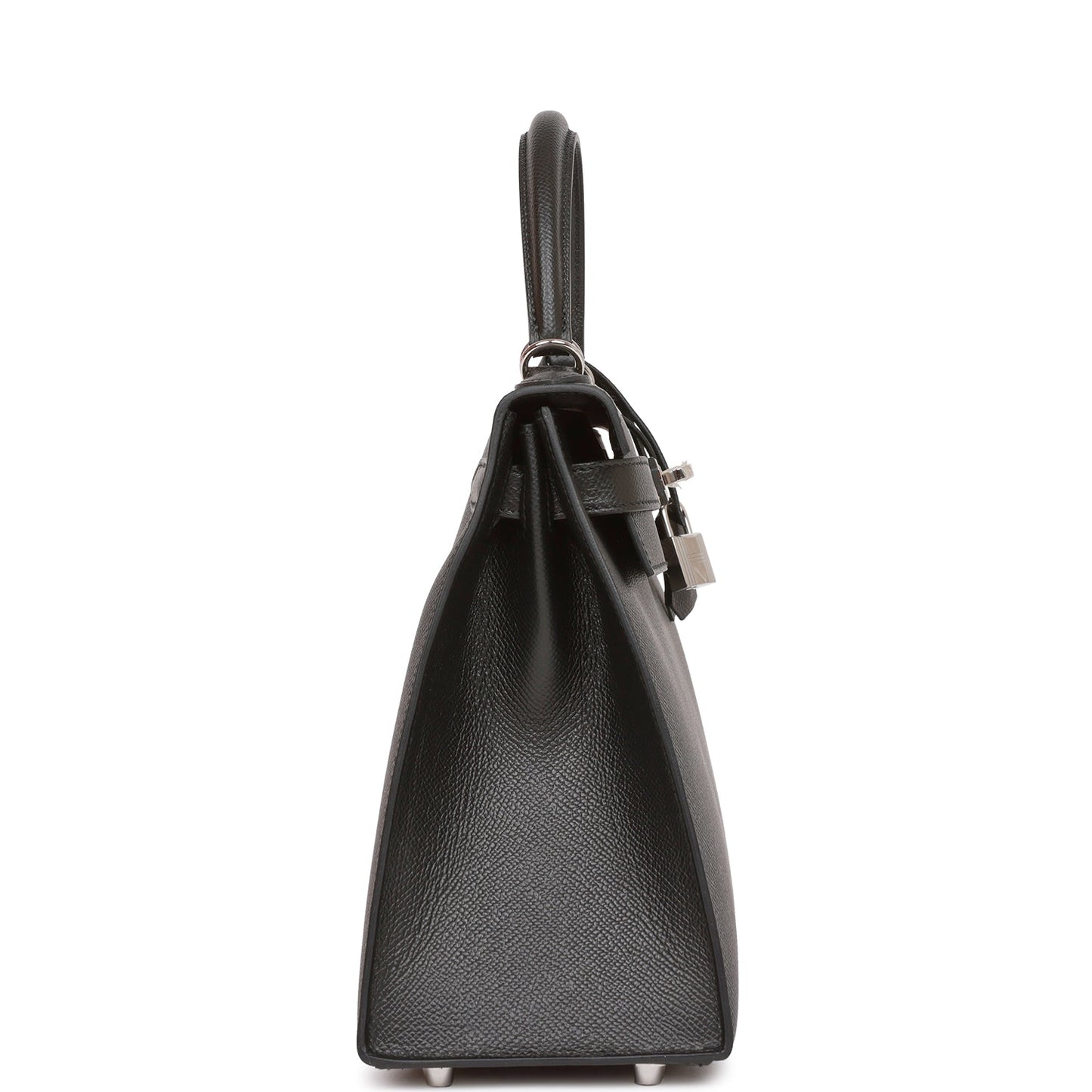 Hermes Kelly Sellier Epsom Palladium Hardware Handbag Black Travel Bag