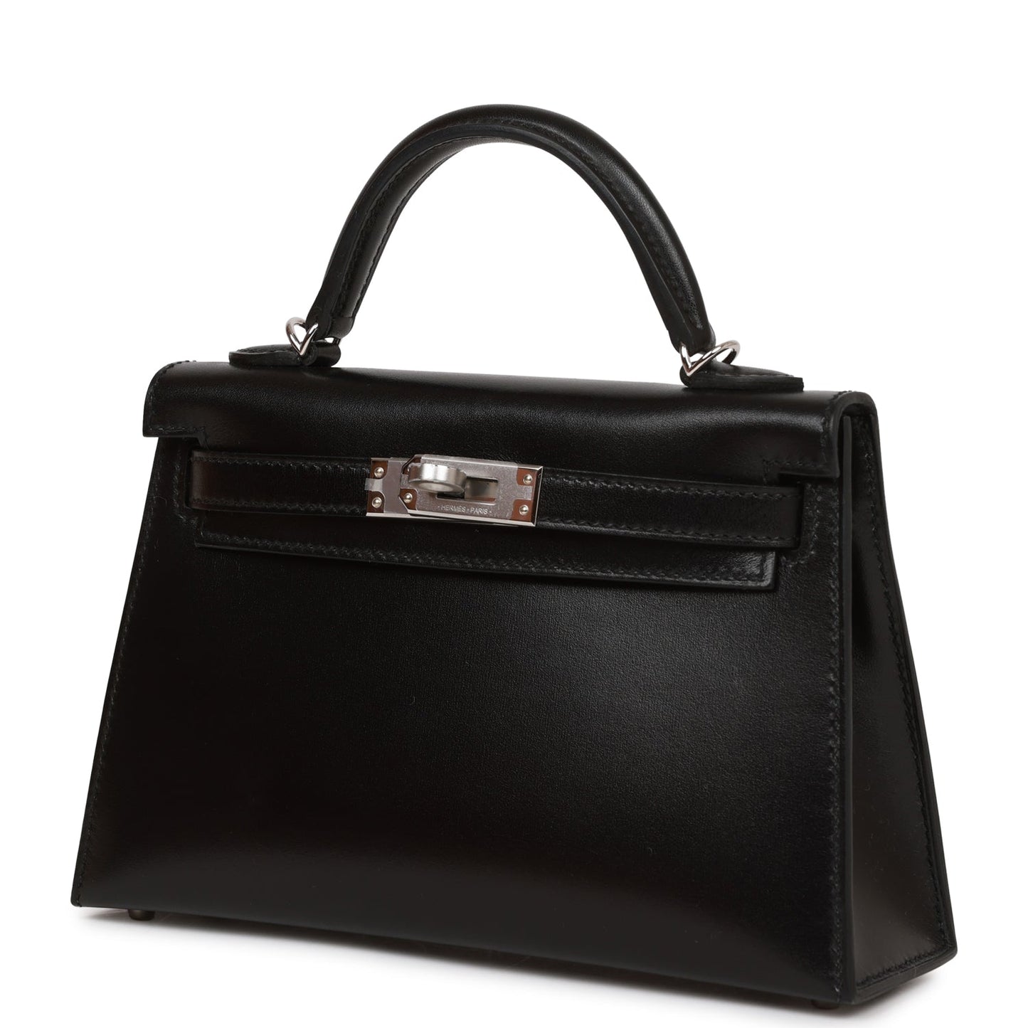 Hermes Kelly Sellier Box Palladium Hardware Handbag Black Travel Bag