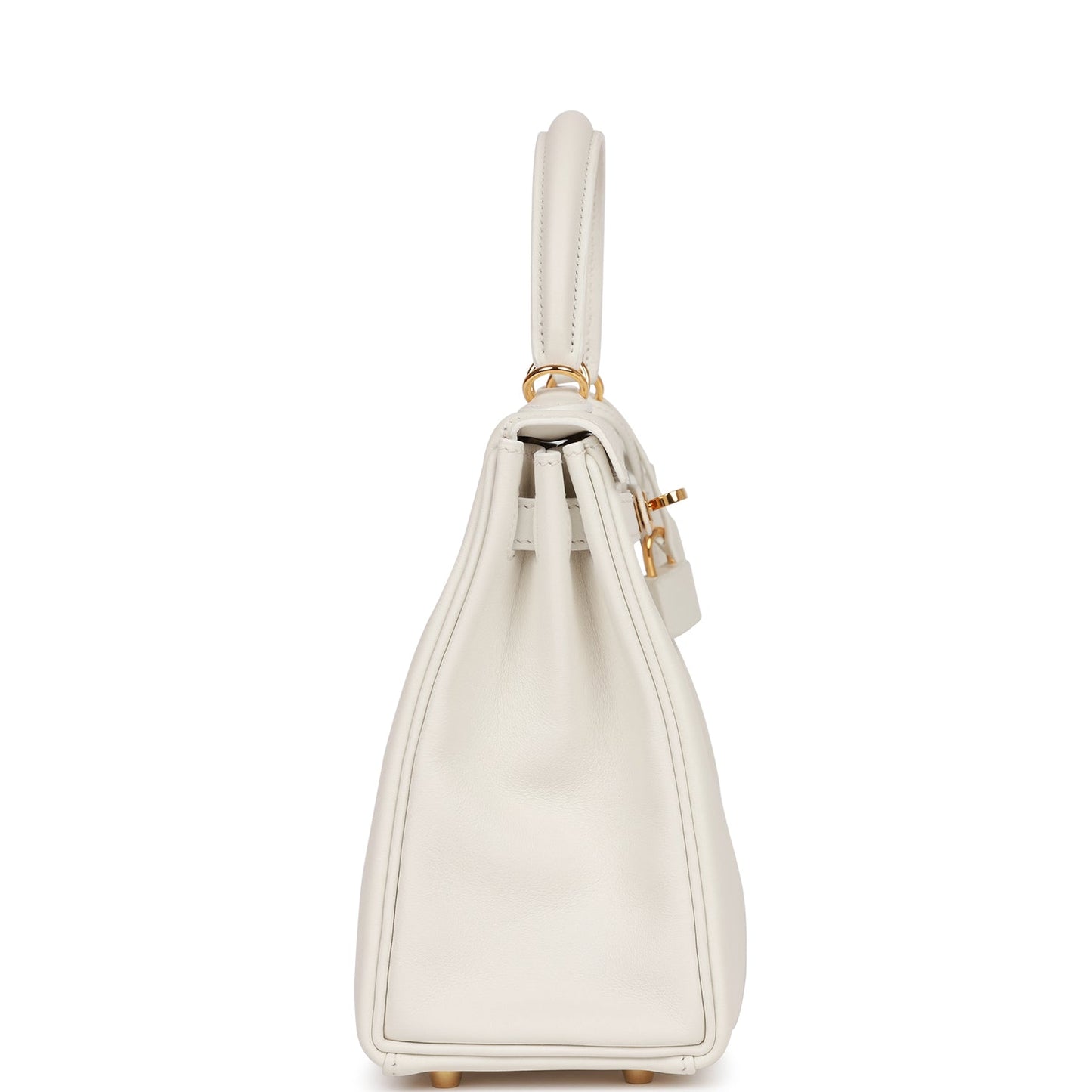 Hermes Kelly Retourne Swift Hardware Handbag White Gold Travel Bag