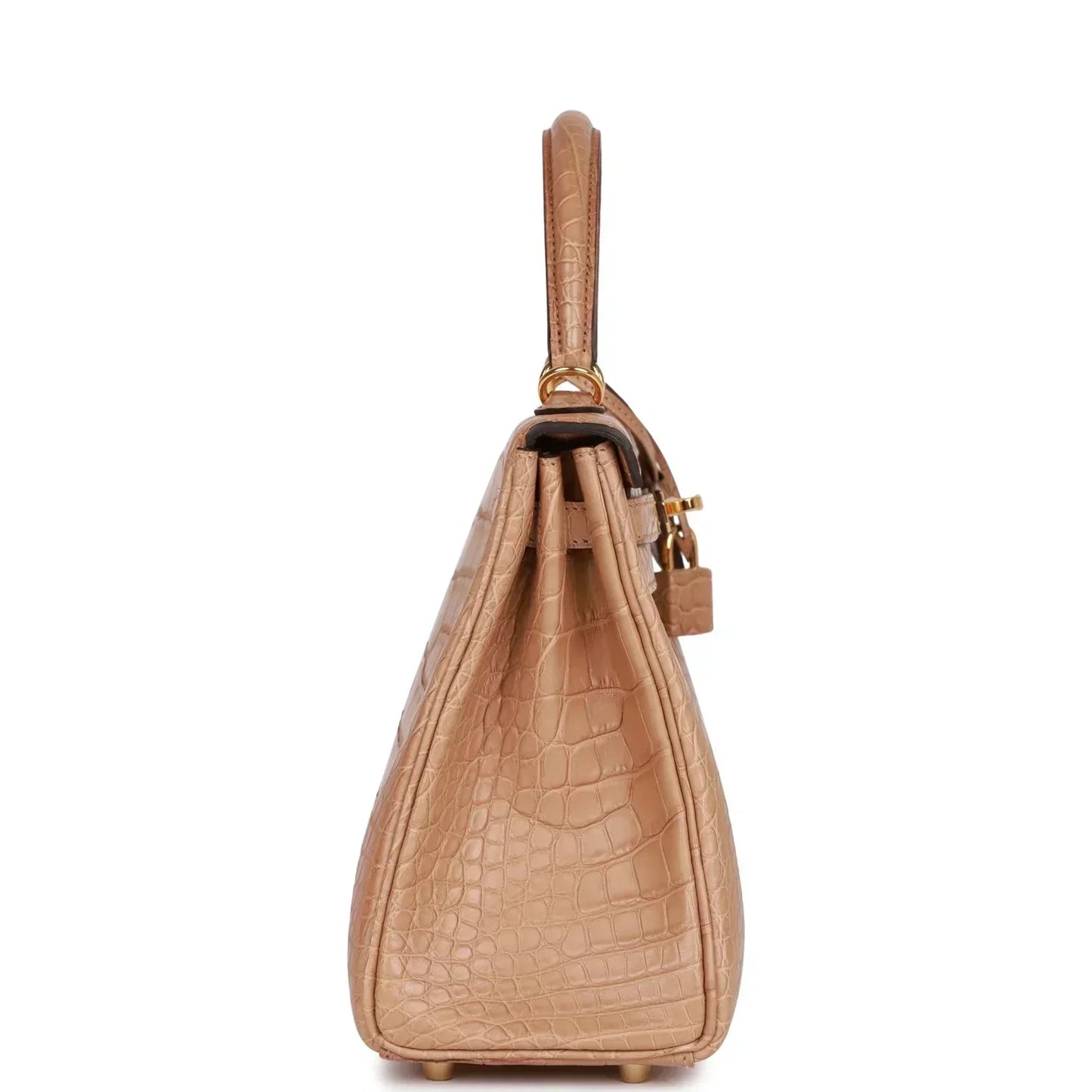 Hermes Kelly Retourne Chai Matte Alligator Hardware Handbag Gold Travel Bag