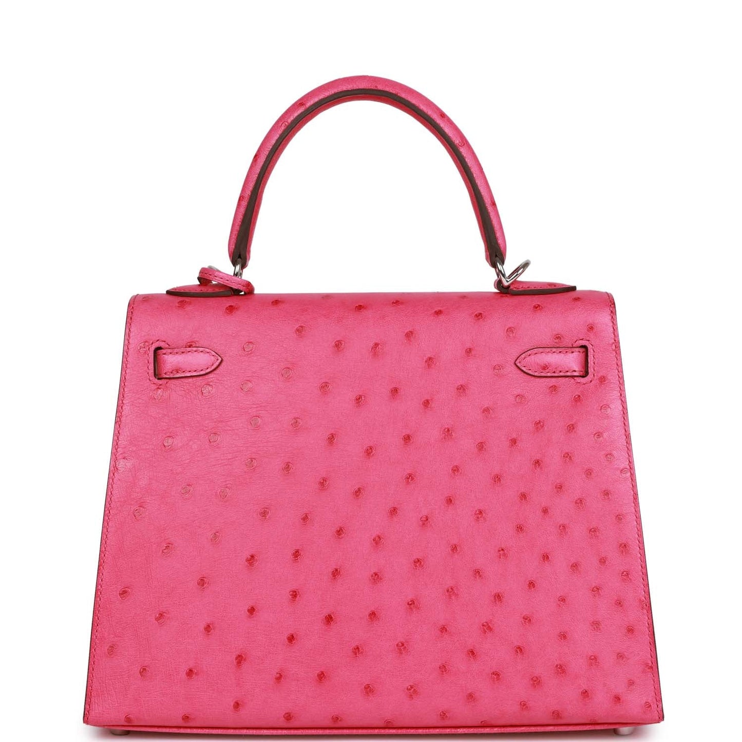 Hermes Kelly Sellier Rose Tyrien Verso Ostrich Palladium Travel Bag