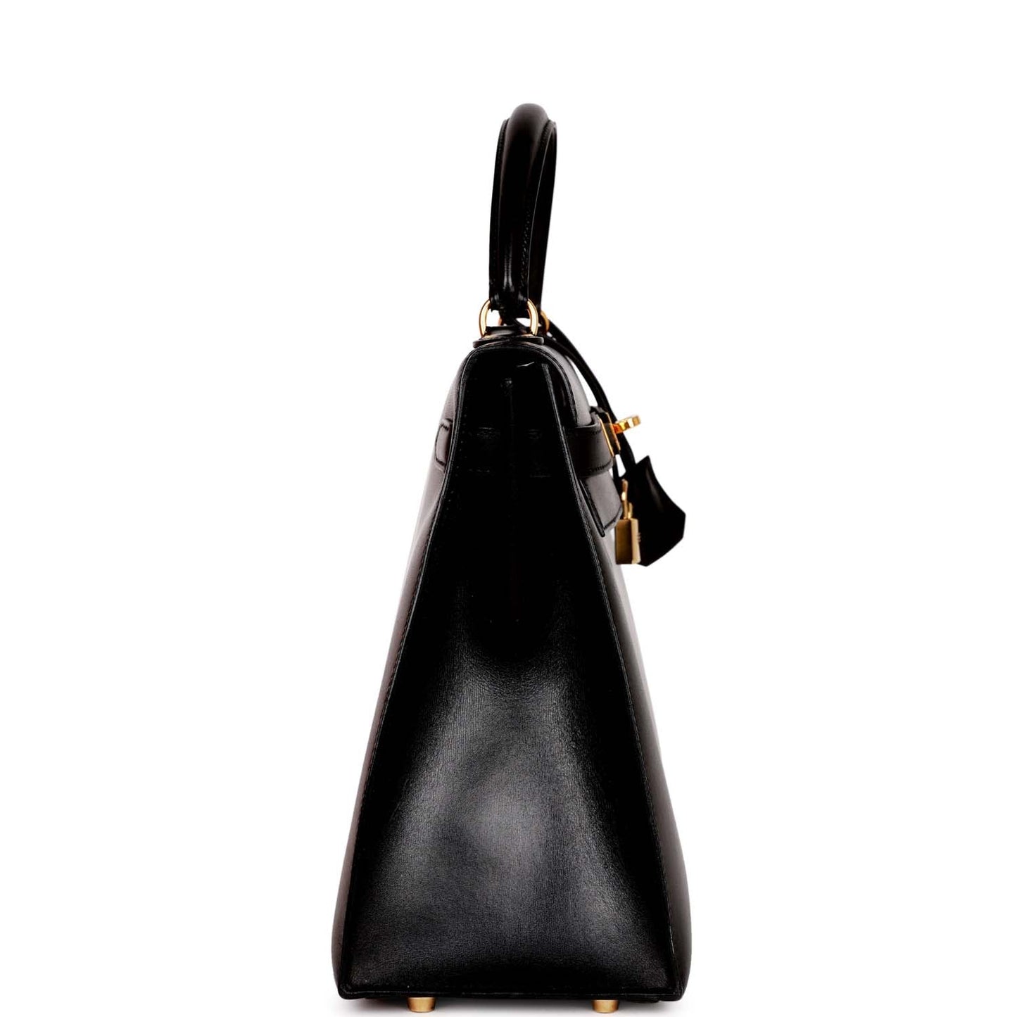 Hermes Kelly Sellier Box Hardware Handbag Black Gold Travel Bag